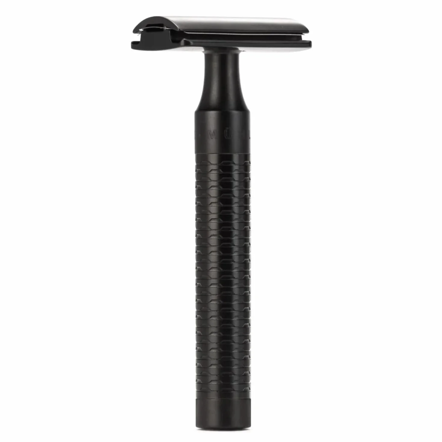 Mühle S31M96jet - Set de afeitado "Roca", 3 piezas, mango de la afeitadora y montura de la brocha de afeitar de acero inoxidable, revestimiento DLC, color negro