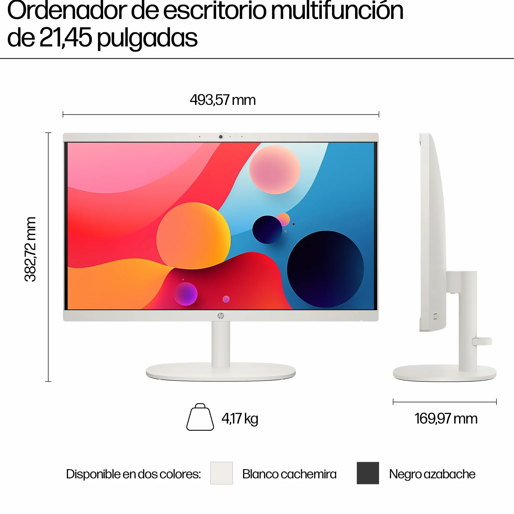 HP All-in-One 22-dg0014ns 21.5" Ordenador Intel N100 8GB RAM 256GB SSD Intel UHD Graphics Windows Blanco