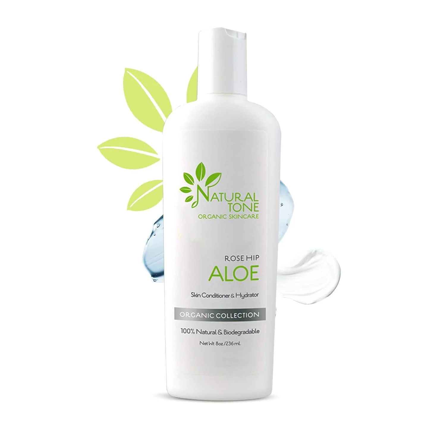 Natural Tone Organic Skincare Rosehip Aloe Loción Acondicionador e hidratante para la piel 8 oz
