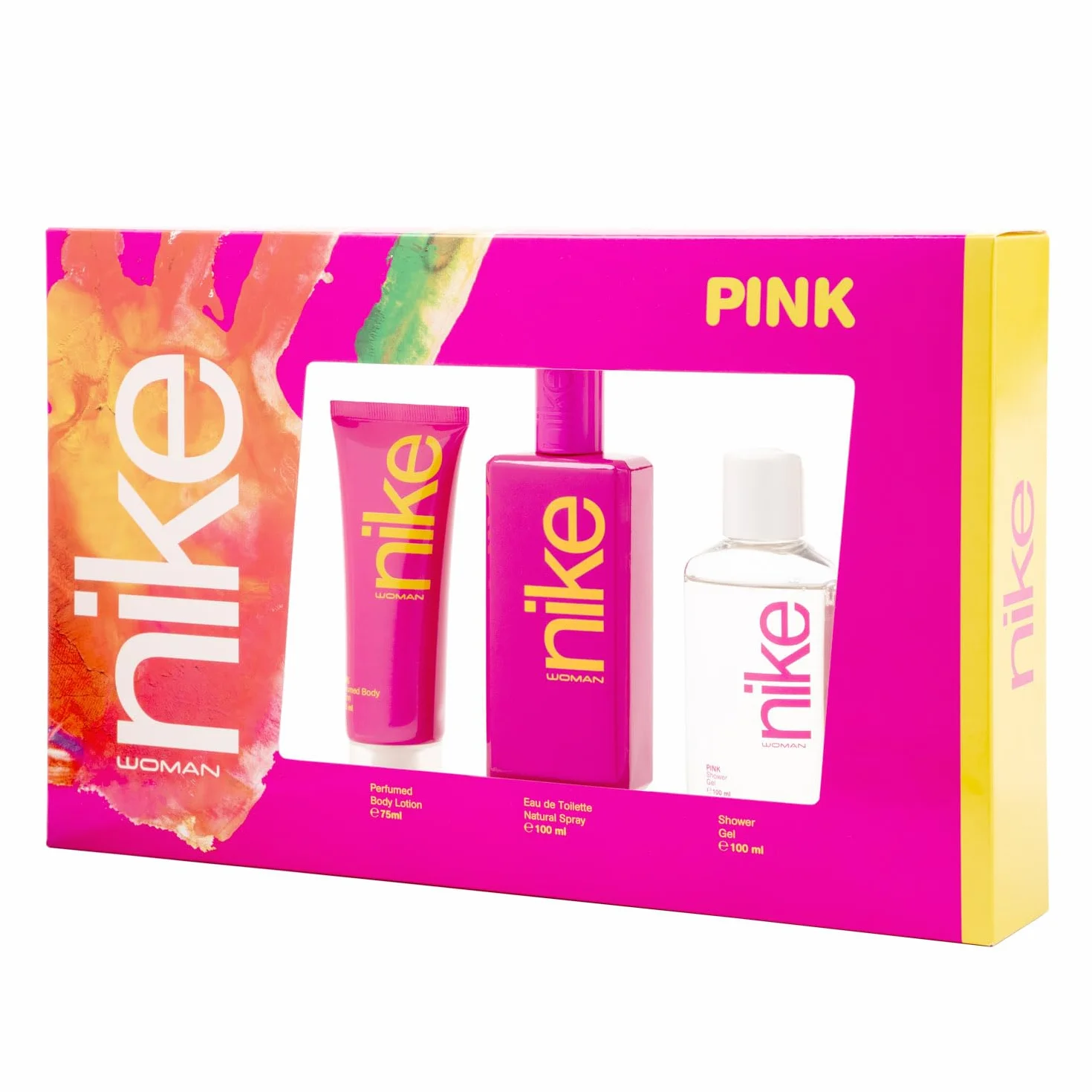 NIKE Colonia 100 ml Crema Corporal 75 ml Gel de Baño 100 ml Estuche Regalo Mujer Eau de Toilette Floral Afrutado