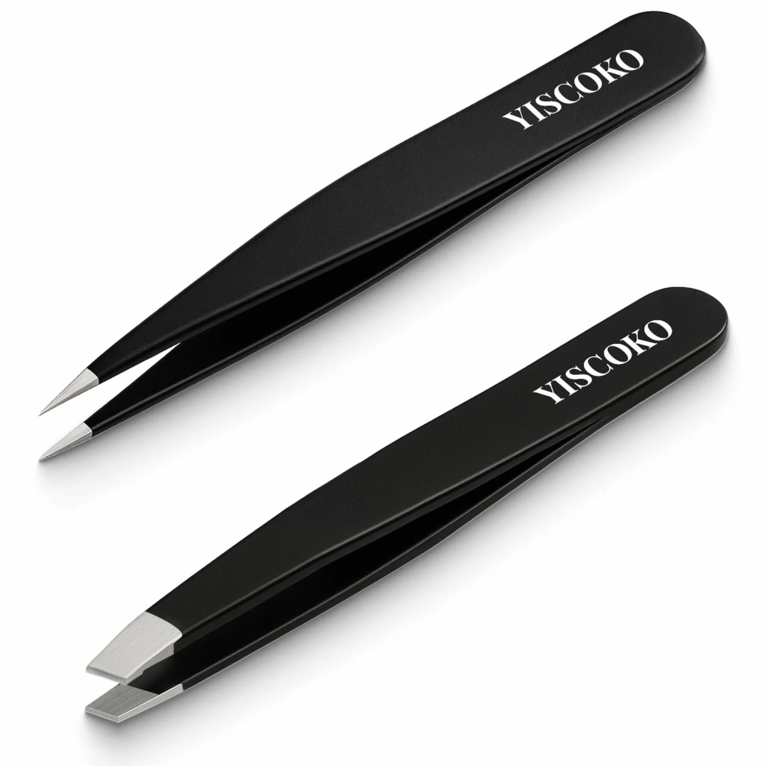 Pinzas profesionales acero inoxidable cejas mujer 2 unidades negro