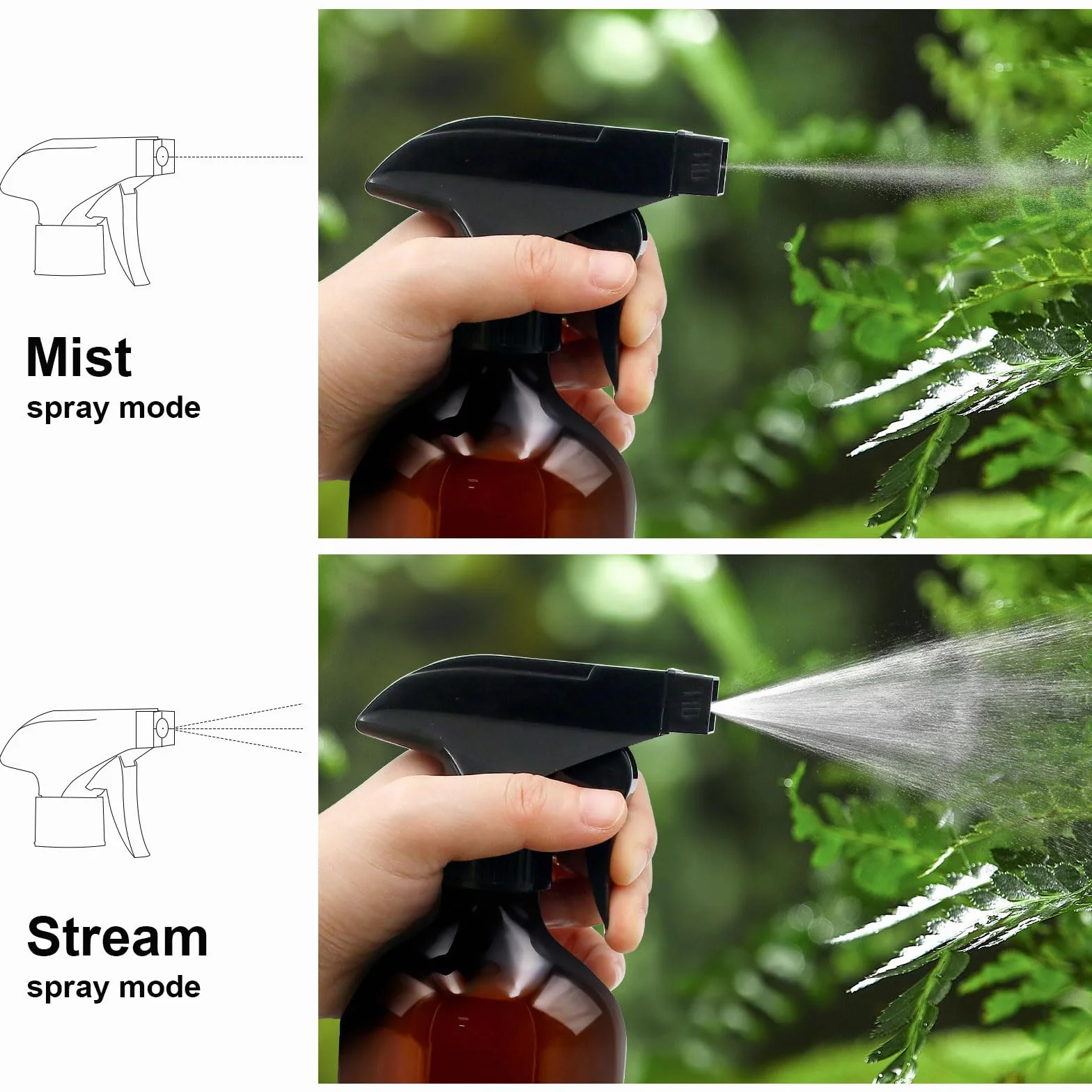 Botellas pulverizadoras vacías 500 ml paquete 2 para plantas puntas ajustables marrón