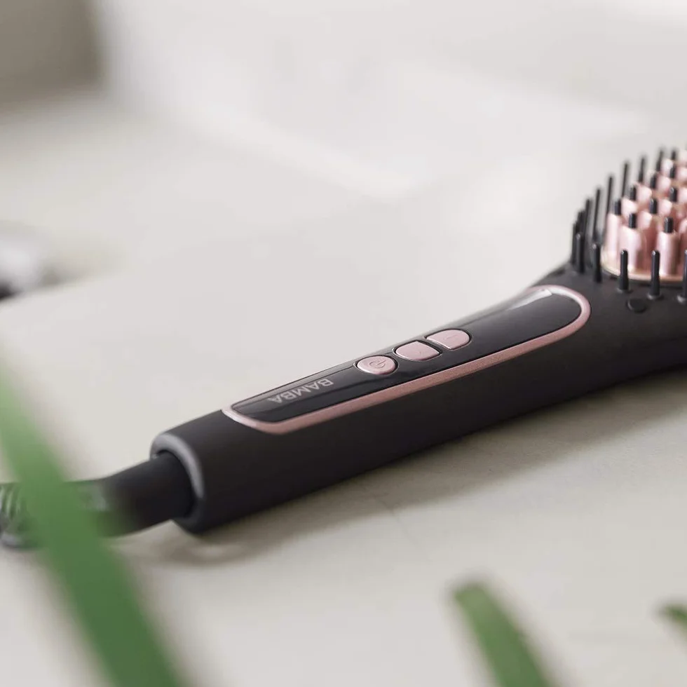 Cecotec Cepillo Alisador Eléctrico Bamba InstantCare 900 Perfect Brush, 61 W, Revestimiento de Queratina y Aceite de Argán, Temperatura Regulable, Cabezal Cerámico, Autoapagado