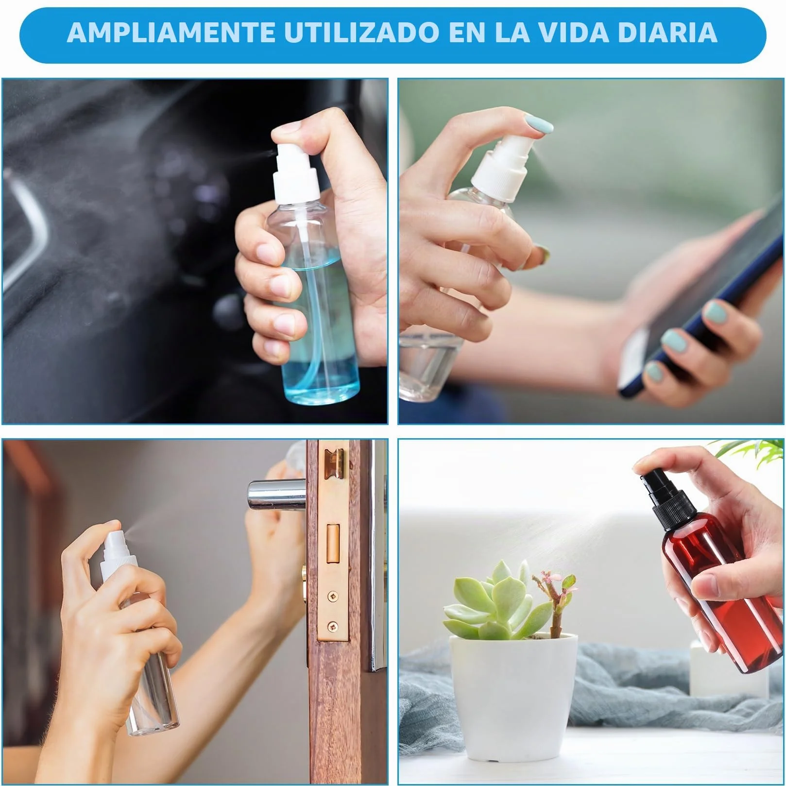 Botellas de Spray Pequeñas 100 ml Vacías para Agua, Cosméticos y Viaje (Transparente/Marrón)