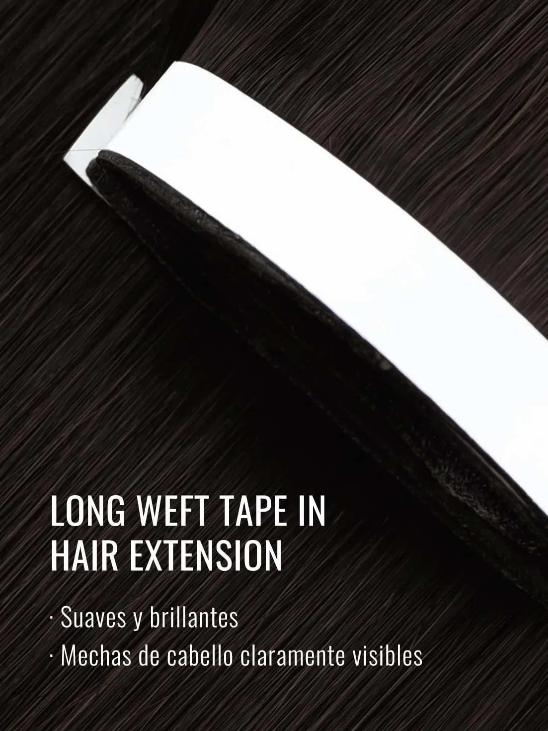 Extensiones De Pelo Humano Adhesivas Tape-In Marrón Oscuro 22 Pulgadas 50 G