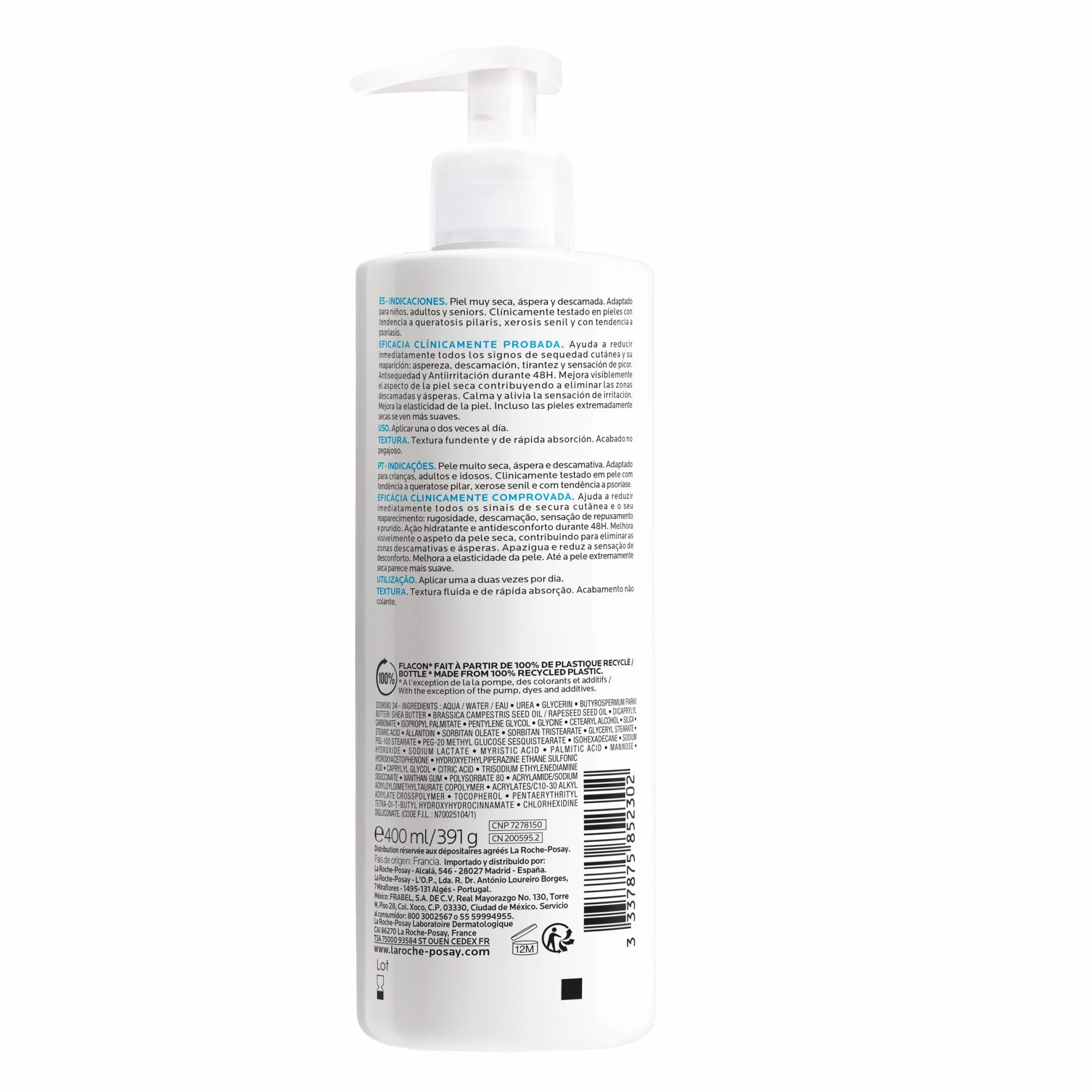 La Roche Posay Lipikar Leche Hidratante con Urea 10%, 400 ml