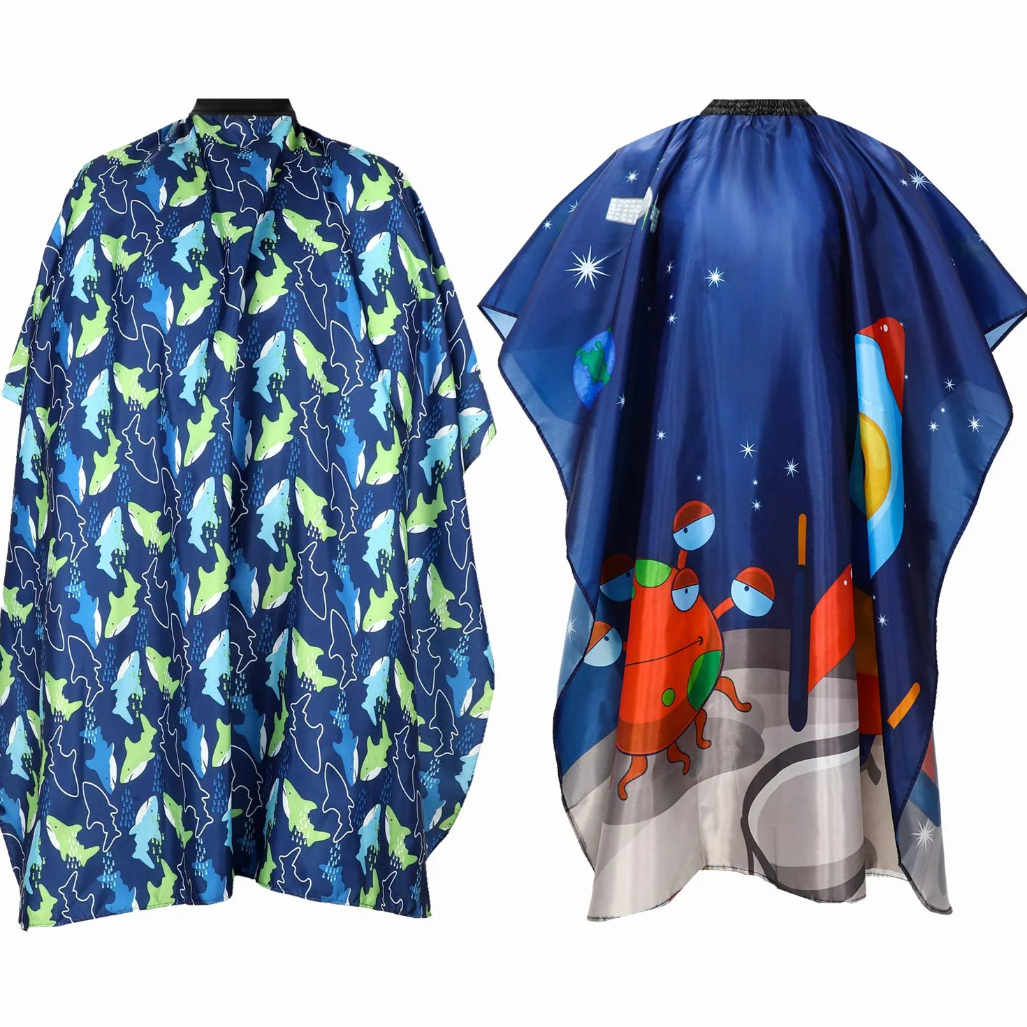 Syhood Capa Impermeable de Peluquería Infantil Cortar Cabello Delantal Barbero Patrón Delfines Cohetes