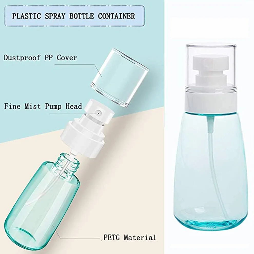 Atomizadores de líquido 3 piezas 30 ml 60 ml 80 ml Botellas de viaje Frascos de spray vacías para Maquillaje Cosmético