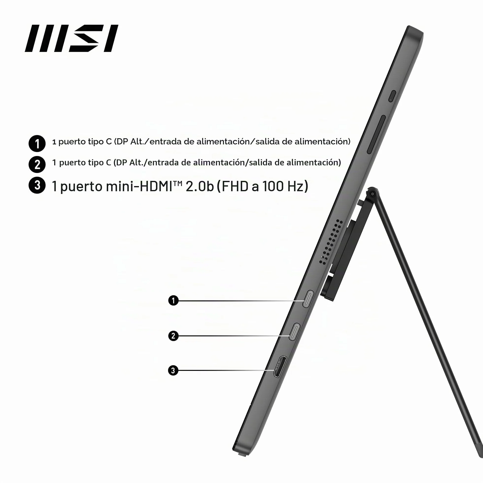 MSI Pro MP161 E2U Monitor portátil Full HD 15,6" Panel IPS 1920x1080 60Hz Mini-HDMI 2.0b USB Type-C