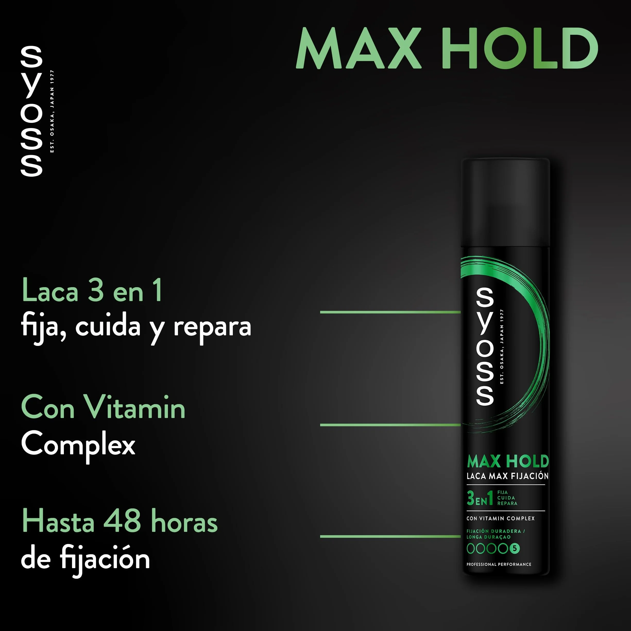 Syoss Laca Max Fijación 300ml 48h Mega Fuerte Protección Cabello Humedad Rayos Solares 6uds