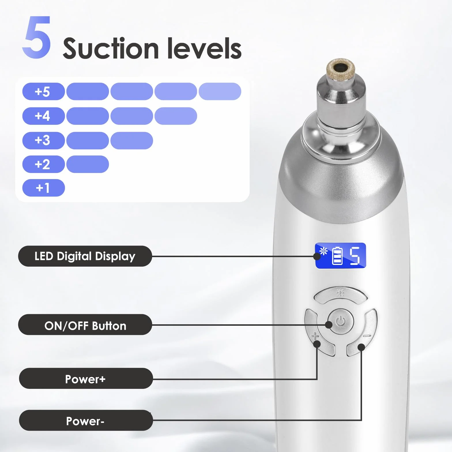 Maquina de Microdermoabrasión Profesional 2 en 1, Portátil con 9 Puntas de Diamante, Recargable USB Sin Cable