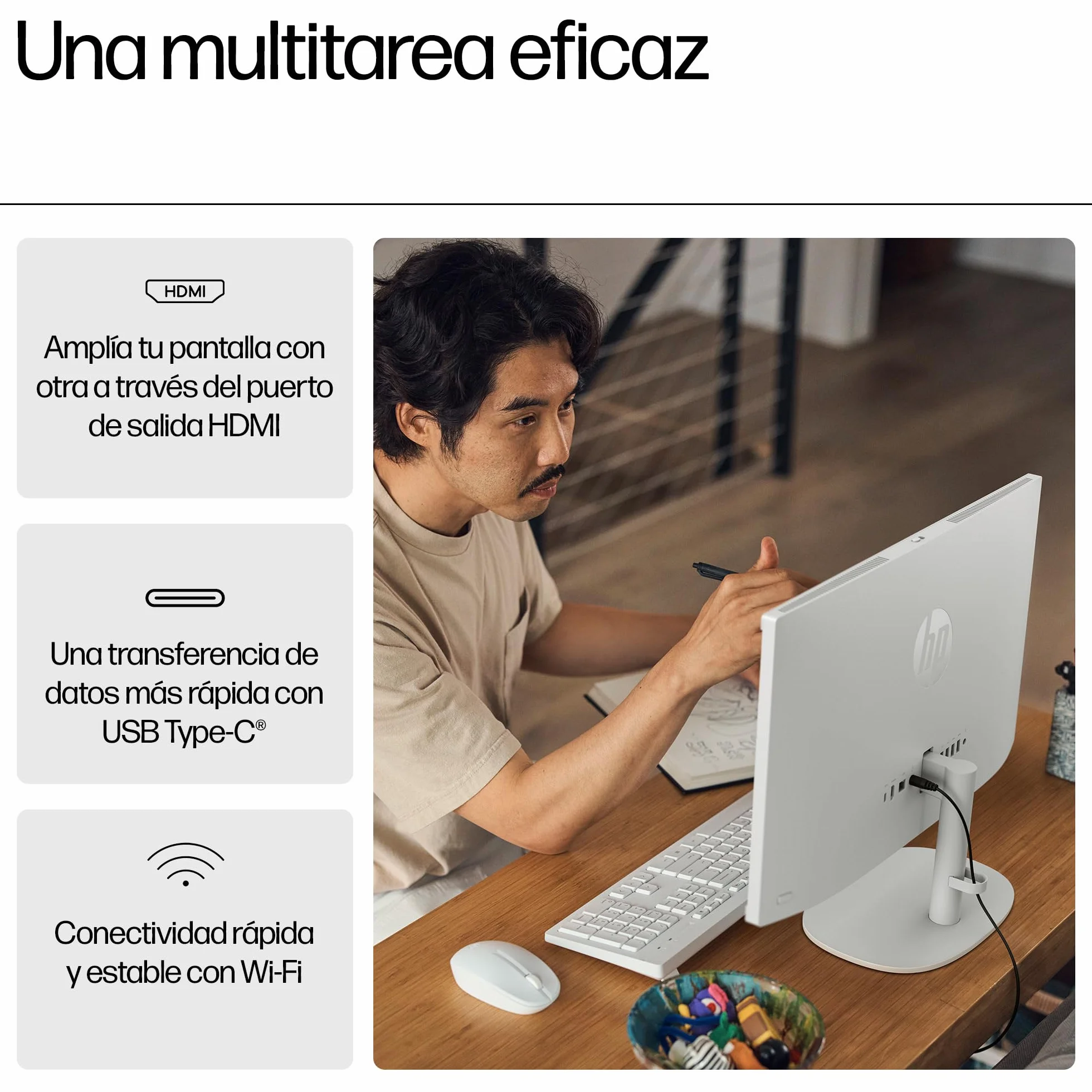 HP All-in-One 22-dg0014ns 21.5" Ordenador Intel N100 8GB RAM 256GB SSD Intel UHD Graphics Windows Blanco