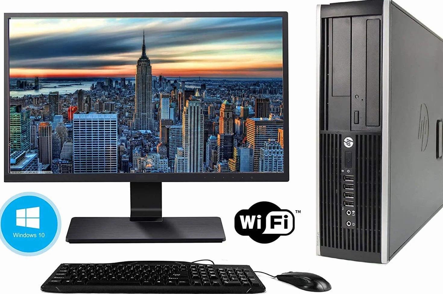 HP Elite 8300 Ordenador de sobremesa Intel Core i5-3470 8GB RAM 240GB SSD 500GB HDD Monitor 24" WiFi Windows 10 Pro Reacondicionado