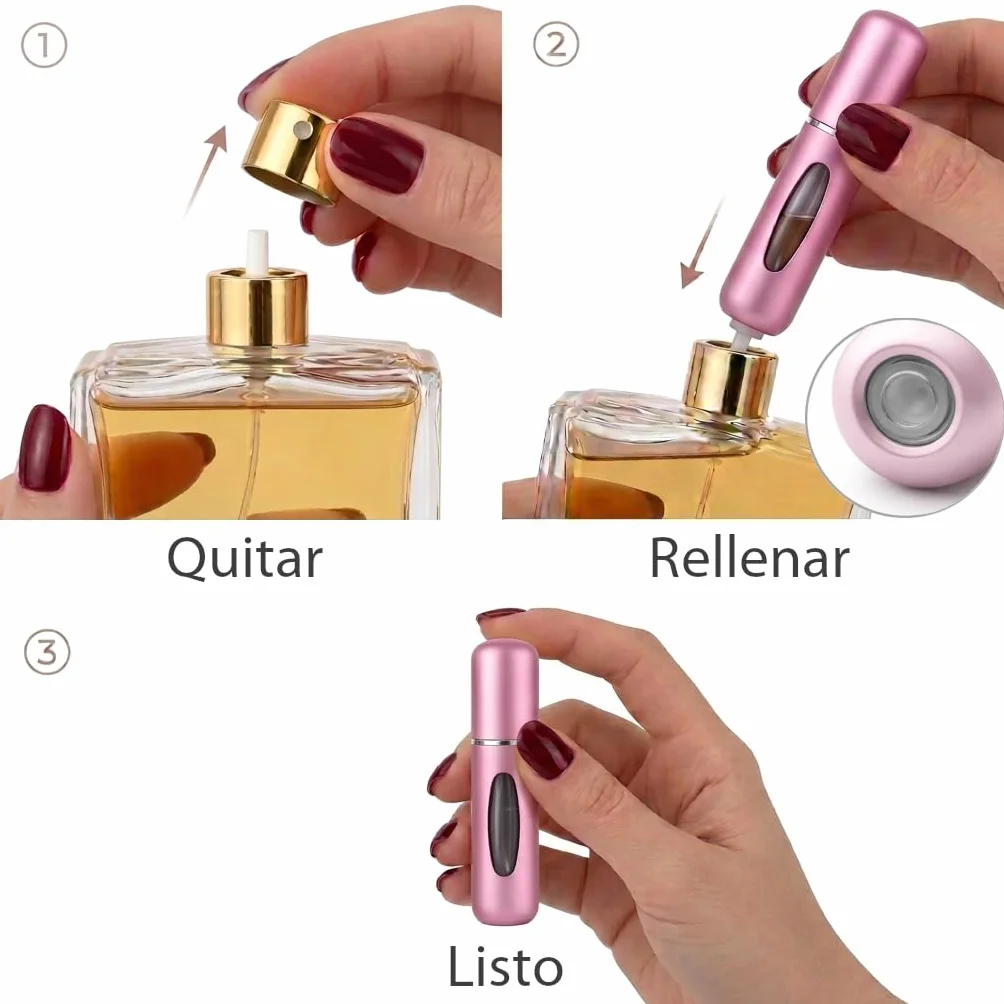 Atomizador Perfume Recargable Portátil de Aluminio con Ventana Mini Spray Viaje
