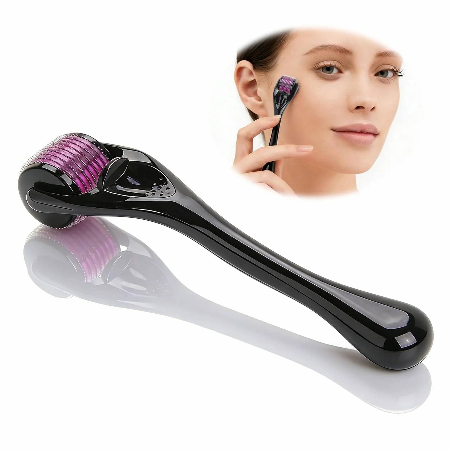Microneedling Derma Roller 0,5 mm 540 Agujas de Titanio para Rostro Barba y Cabello