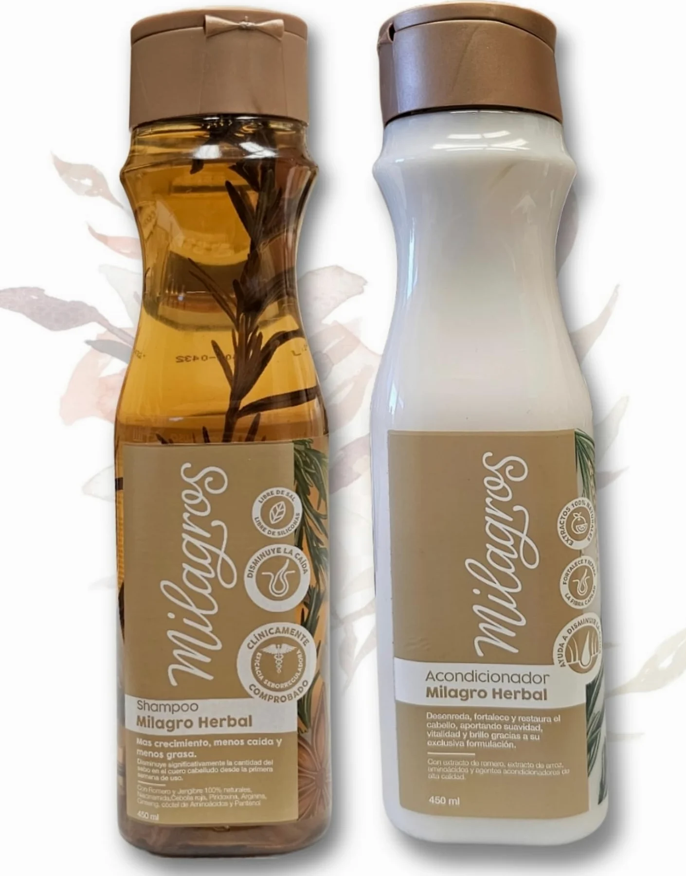 Champú y acondicionador 100% natural de romero, jengibre y arroz a base de hierbas | Combate la pérdida de cabello y promueve el crecimiento del cabello