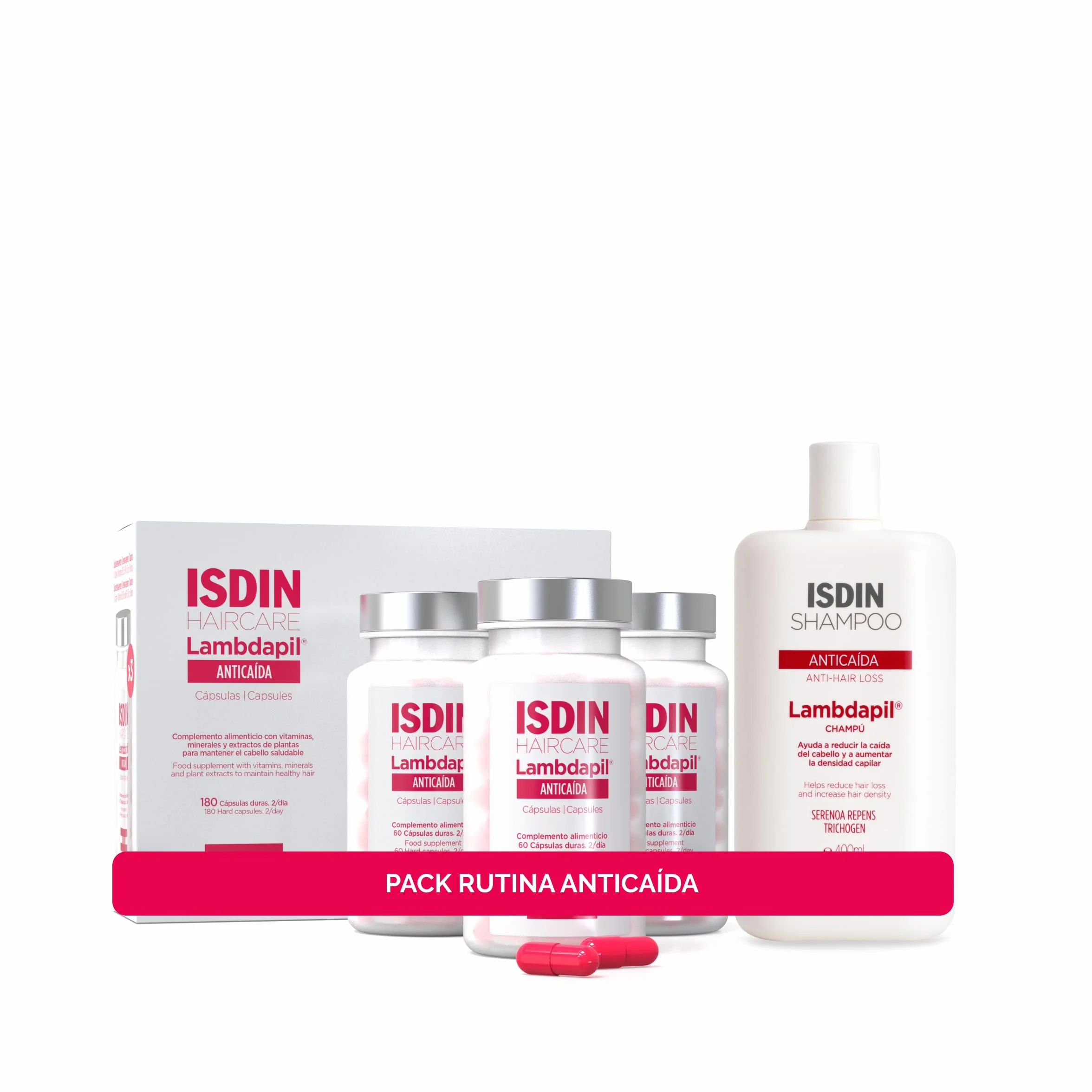 ISDIN Lambdapil 5 Alfa Plus 60 Cápsulas Anticaída del Cabello Complemento Alimenticio Zinc Biotina Serenoa repens Vitaminas Grupo B