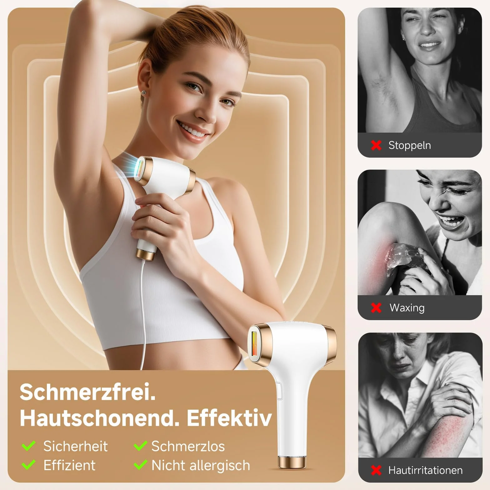 Depiladora Laser con Refrigeración 600-1200NM Luz Pulsada 9 Niveles de Energía para Mujeres y Hombres