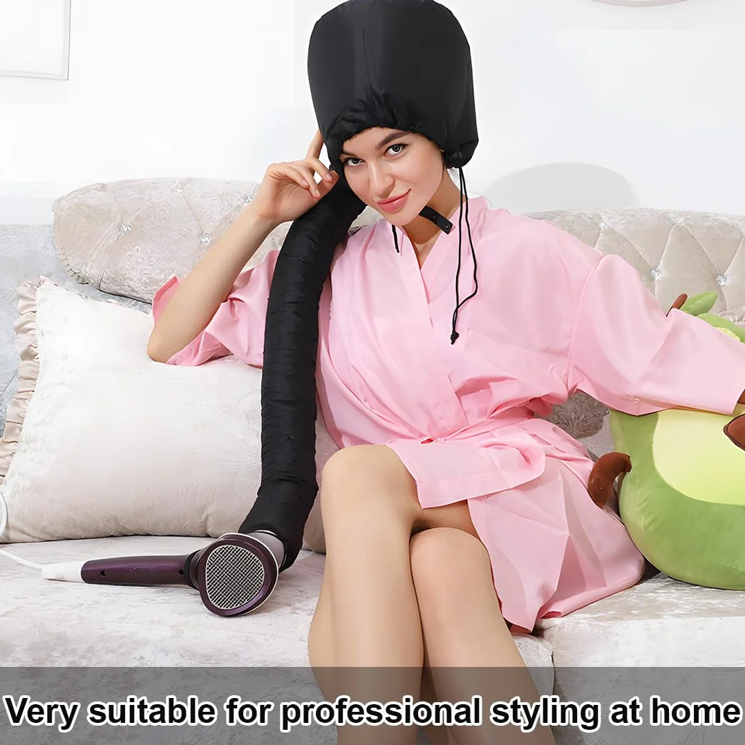 Secador de Pelo Portátil con Gorro Térmico Profesional para Rizos, Difusor de Viaje (Negro)