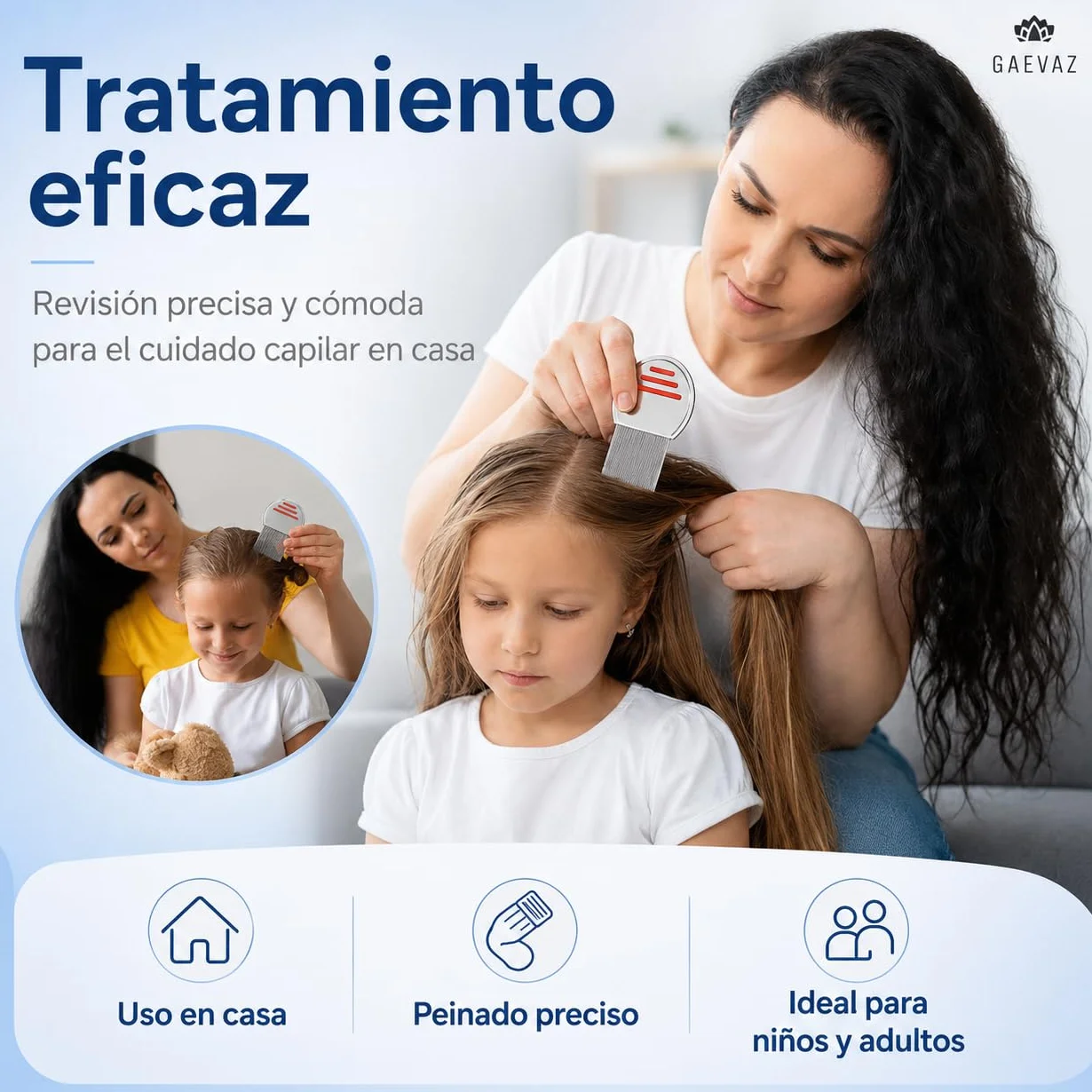Peine para Piojos de Acero Inoxidable con Dientes Doble Acanalados – Seguro para Niños y Adultos