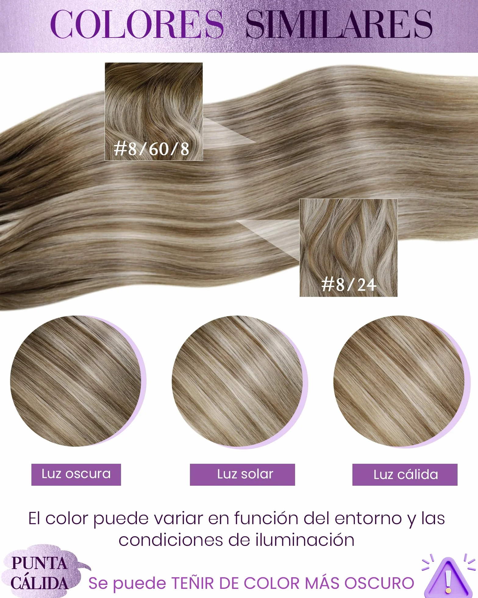 LaaVoo Extensiones Queratina Pelo Natural Marrón Claro Rubia Platino 50g 22 Pulgadas 55cm #P8/60