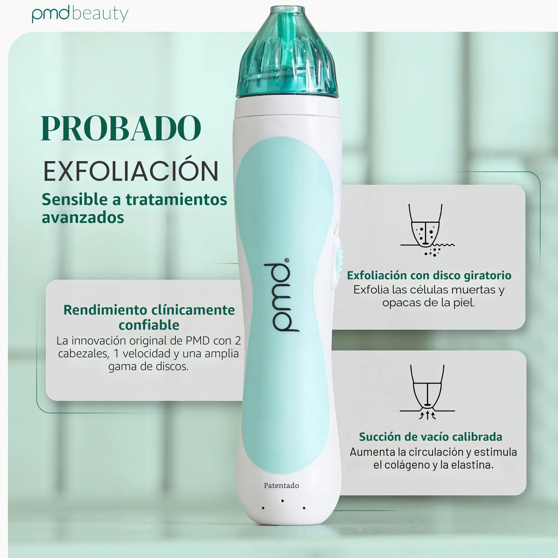 PMD Personal Microderm Classic - Máquina de microdermoabrasión en casa con kit para cara y cuerpo - Cristales exfoliantes y succión al vacío para piel fresca y radiante