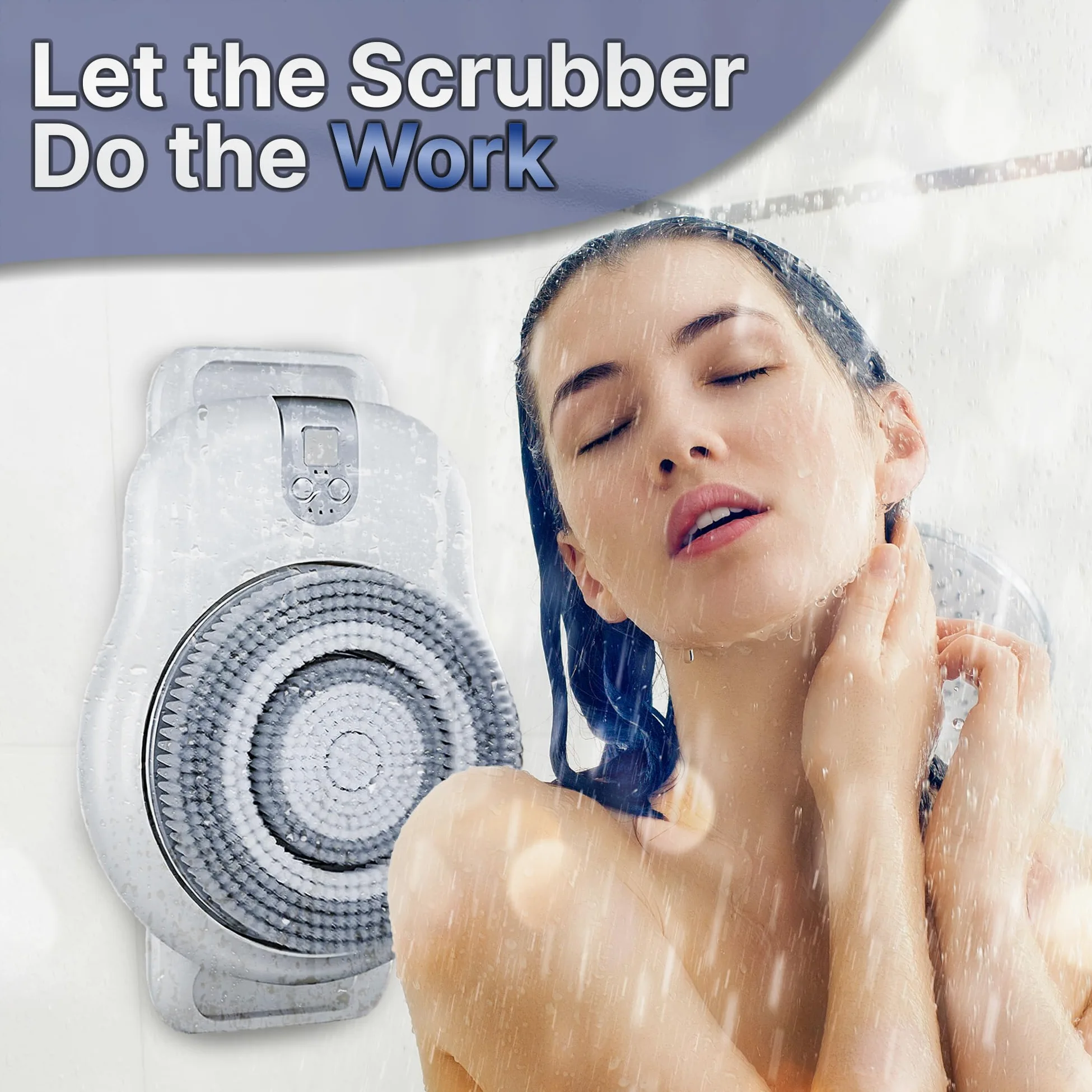 Revolucionario cepillo de ducha giratorio automático montado en la pared, cepillo eléctrico para espalda y cuerpo, limpieza profunda de 360° y exfoliante, cepillo de velocidad ajustable para una