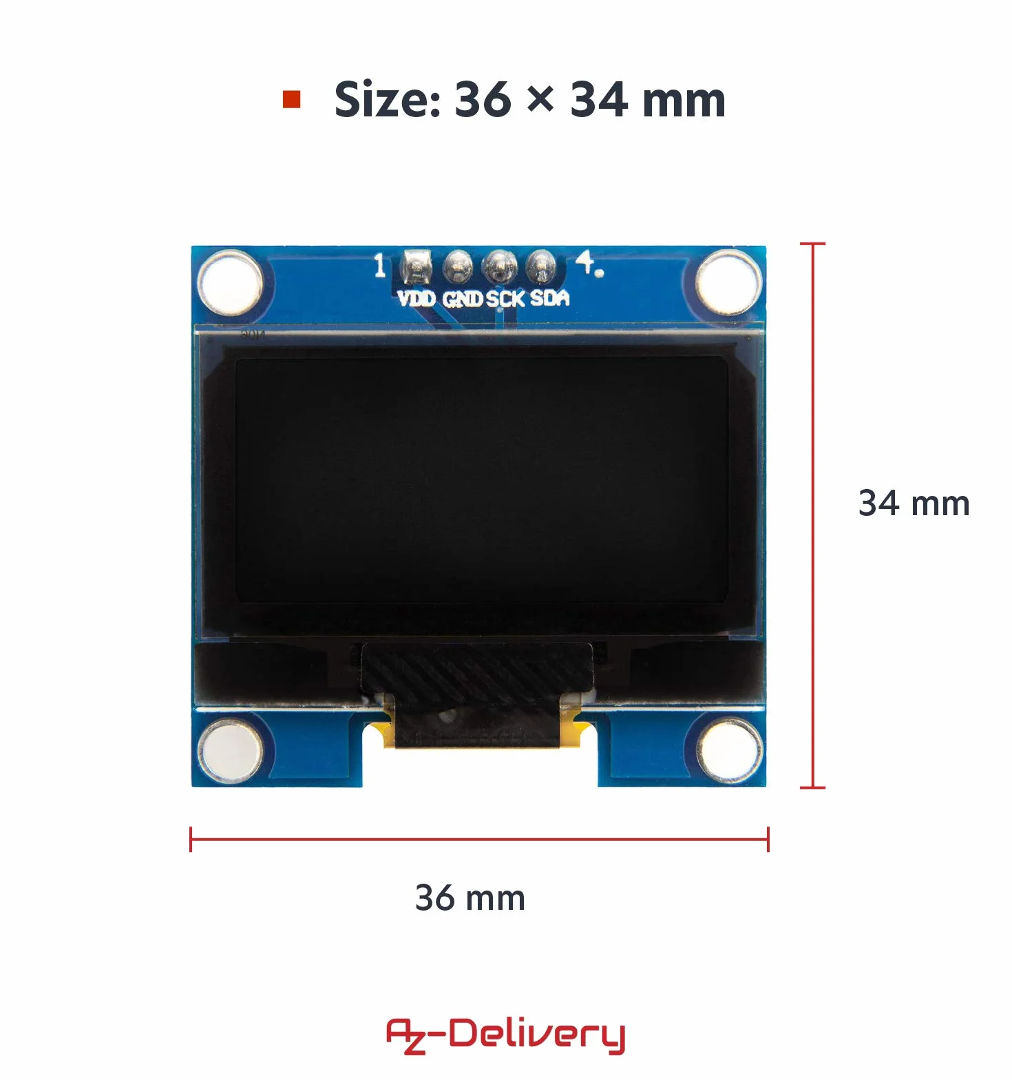 AZDelivery 1.3 Pulgadas OLED Display I2C SSH1106 128x64 Pixeles Modulo de Visualizacion Compatible con Arduino Raspberry Pi