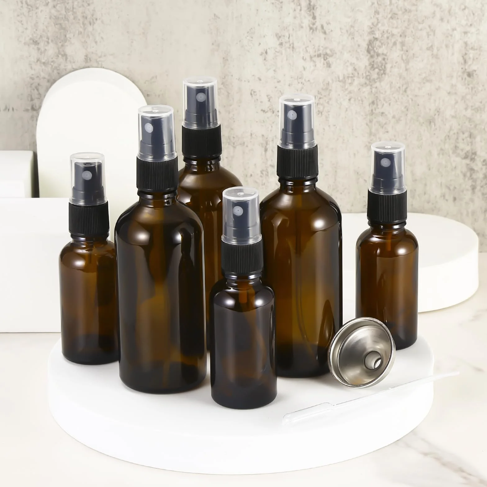 Lot de 3 flacons vaporisateurs ambrés 100 ml pour parfum, aromathérapie, cosmétiques