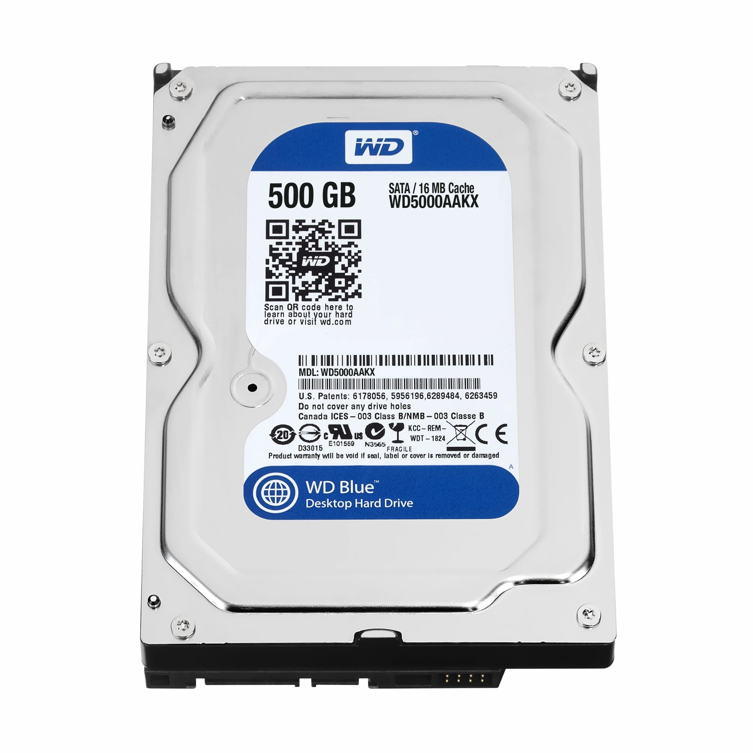 WD Blue Disco Duro de Sobremesa 500 GB SATA 7200 RPM 3.5 Pulgadas WD5000AAKX Reacondicionado