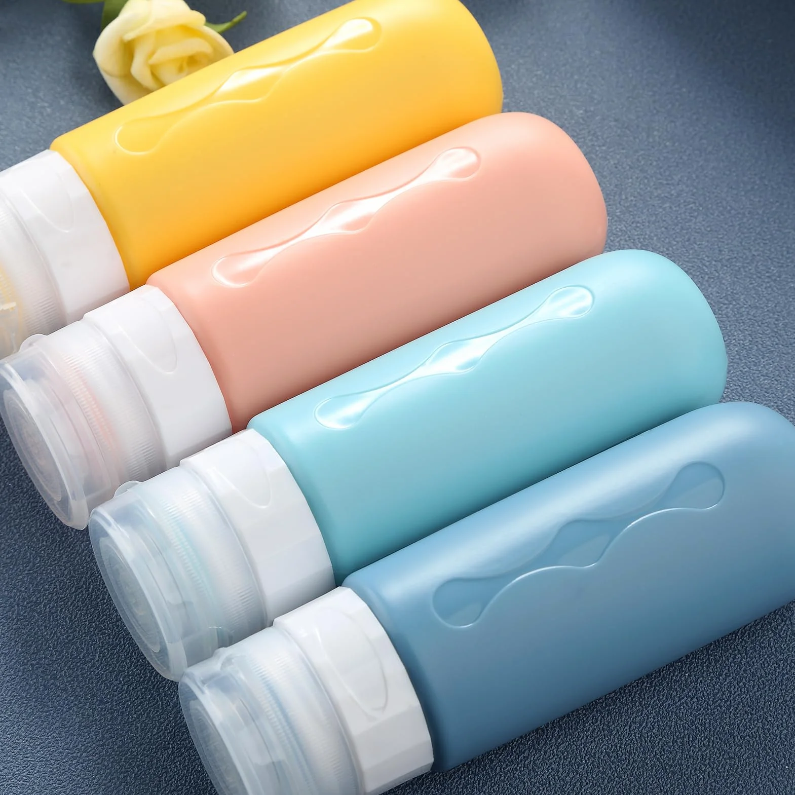 Gemice Botella de Viaje 4 Pack TSA Silicona a Prueba de Fugas 90ml para Champús Lociones