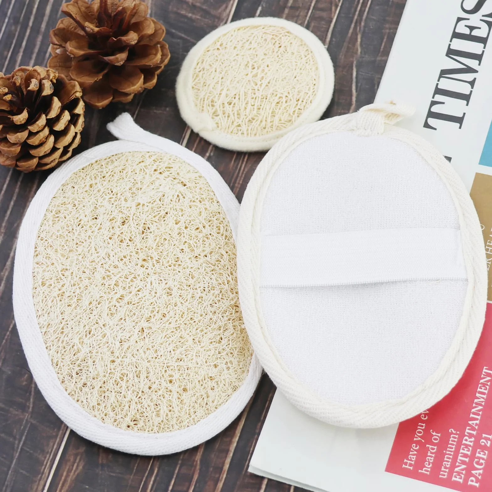 Esponjas naturales de luffa para el cuerpo, exfoliante de ducha reutilizable
