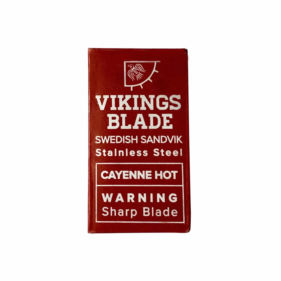 VIKINGS BLADE Cuchillas de afeitar de seguridad de doble filo, 50 cuchillas, acero sueco + revestimiento de platino, cuchillas de afeitar de repuesto y recambios (semiagresivas y seguras)