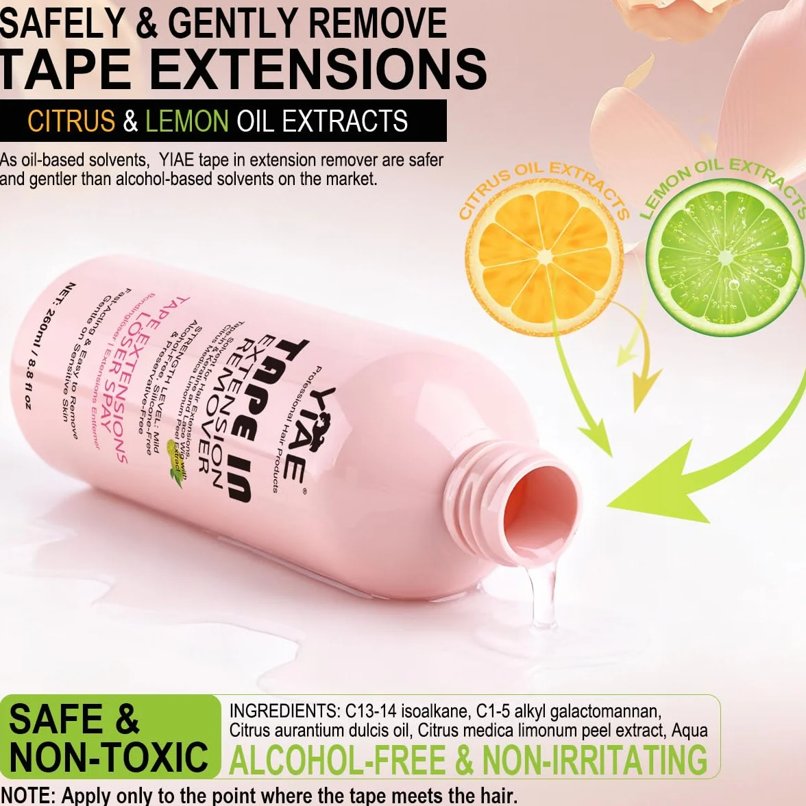 Disolvente suave sin alcohol para cinta, queratina y encaje Wigs 260 ml