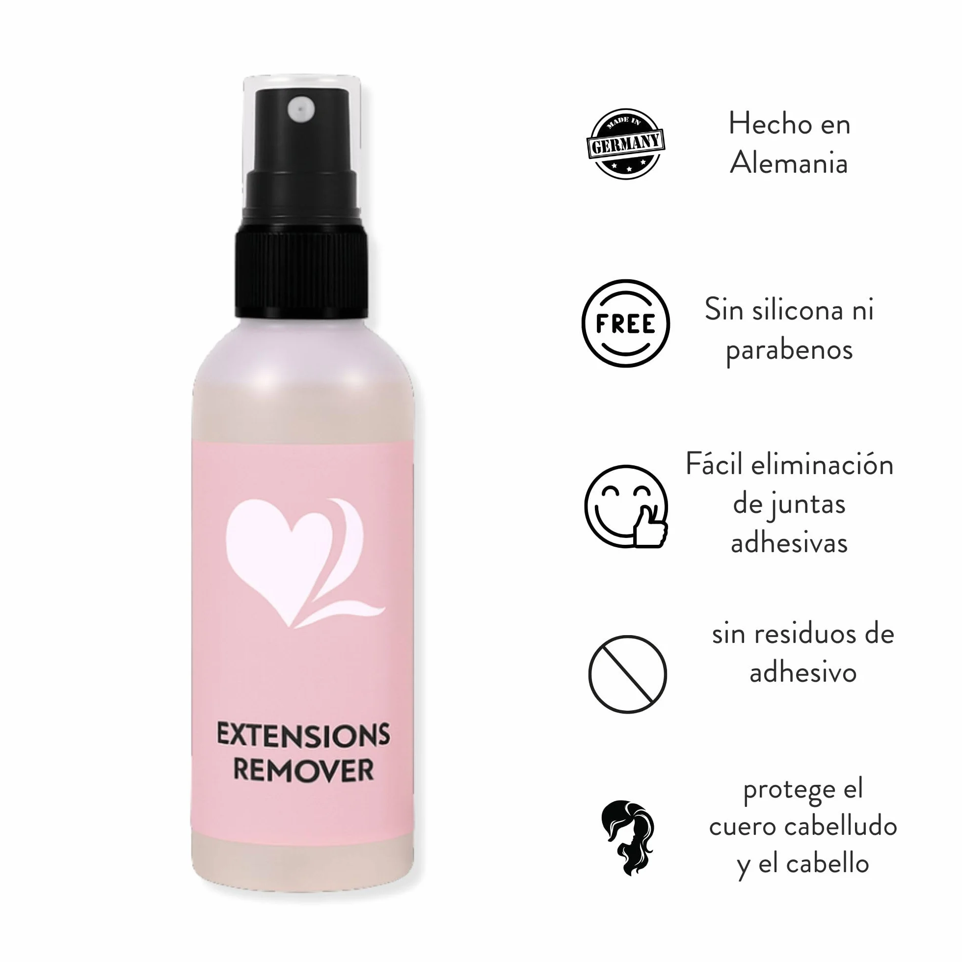 Kit para remover extensiones de cabello con pinzas y disolvente - Fórmula a base de alcohol