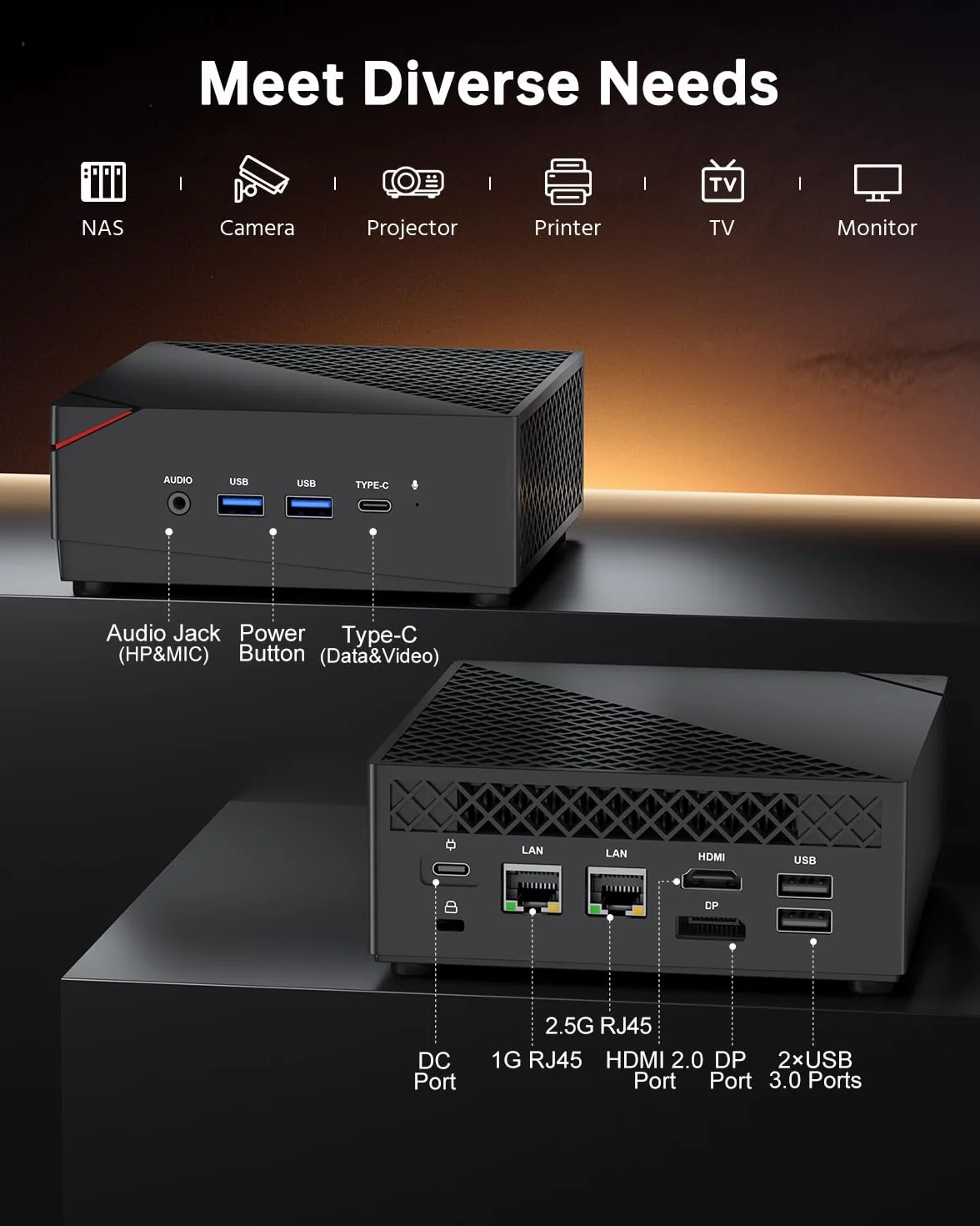 NiPoGi AM06PRO Mini PC Ryzen 5 7430U 16GB DDR4 512GB M.2 SSD 4K Triple Display WiFi 6 BT5.2 Dual LAN