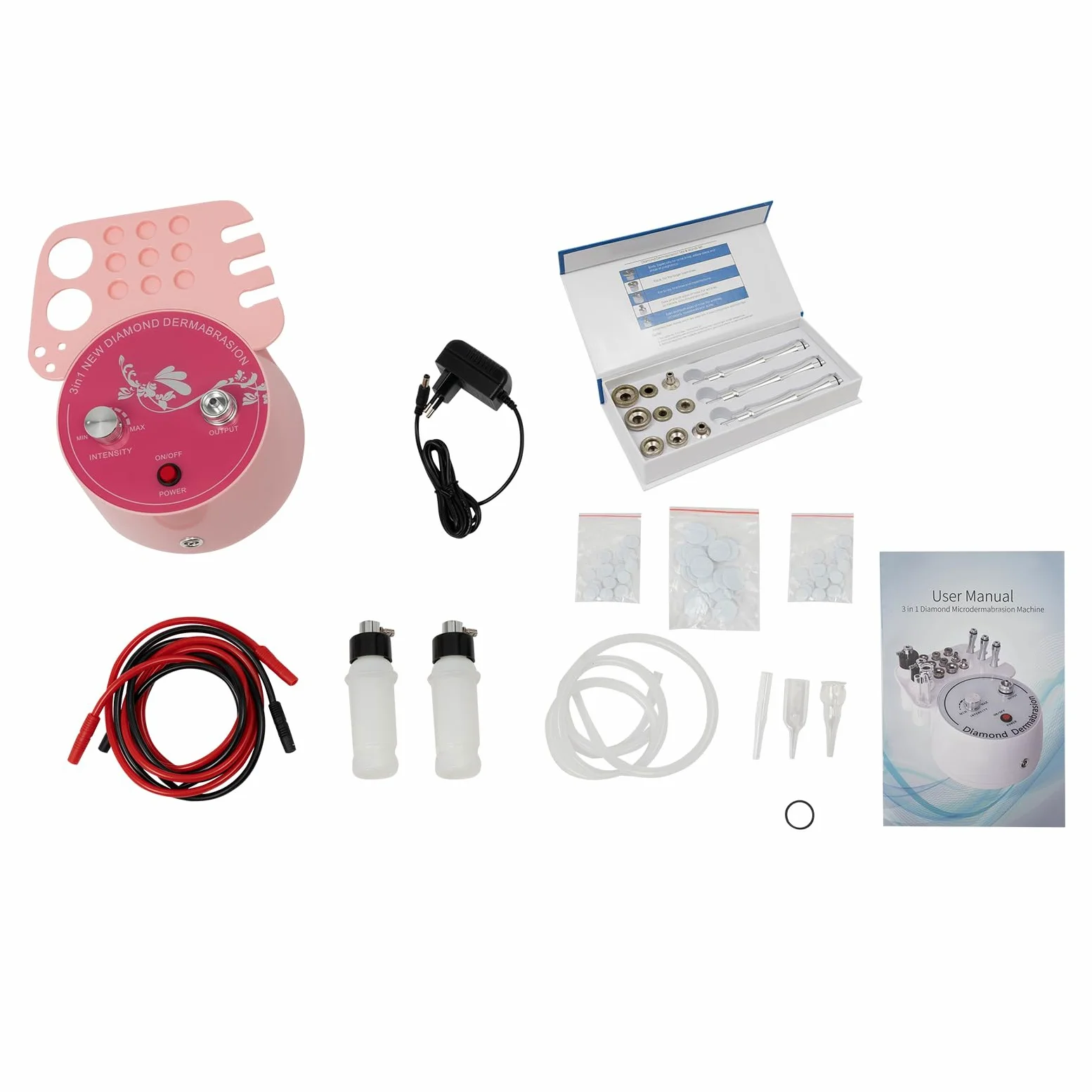 Máquina de dermoabrasión de microdermoabrasión de diamante 3 en 1,9 puntas de diamante,Succión ajustable,Cuidado integral de la piel,Limpio e hidratado