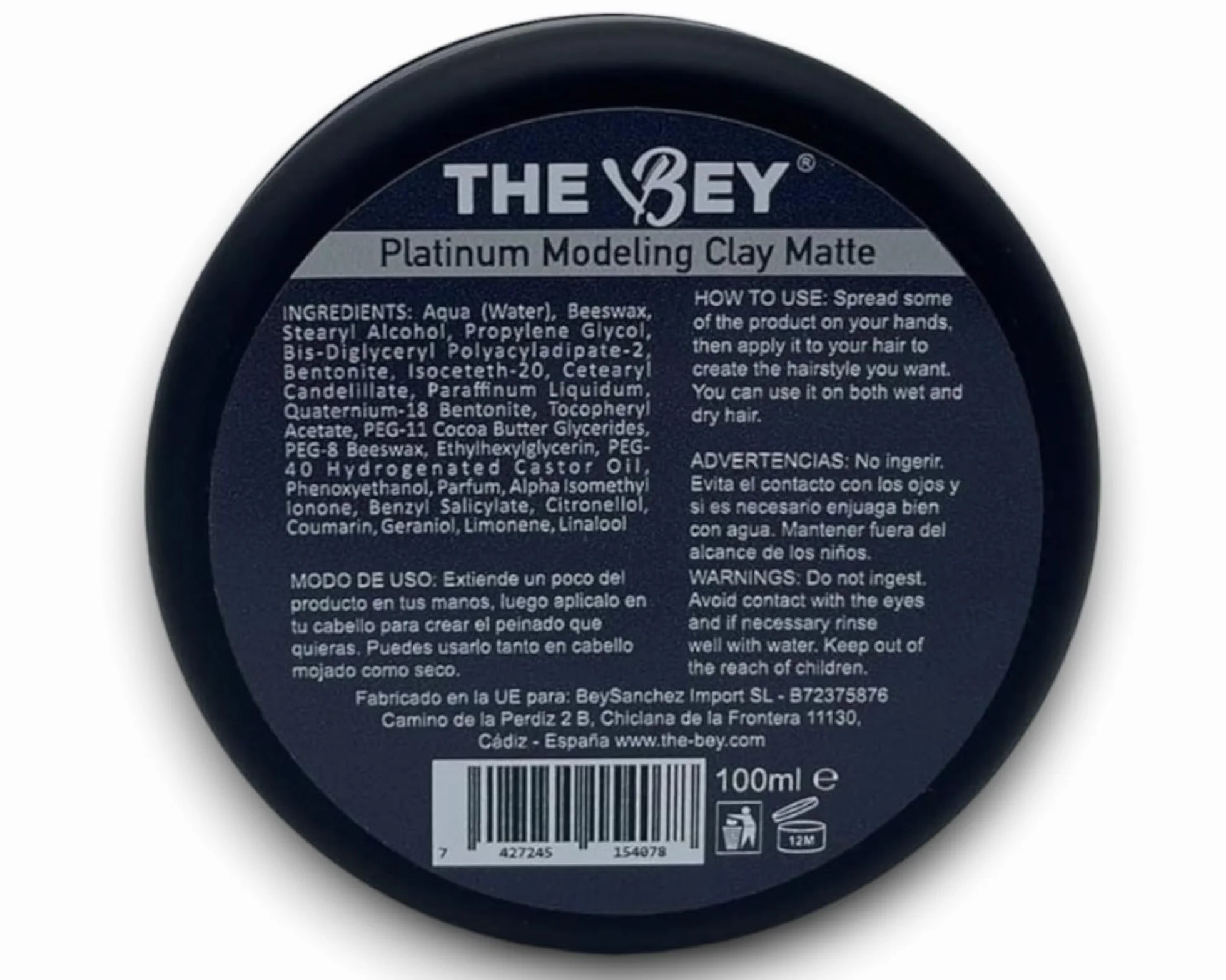 Arcilla Barbera Platinum Modeling Clay MATTE - Barro natural de fijación para peinados