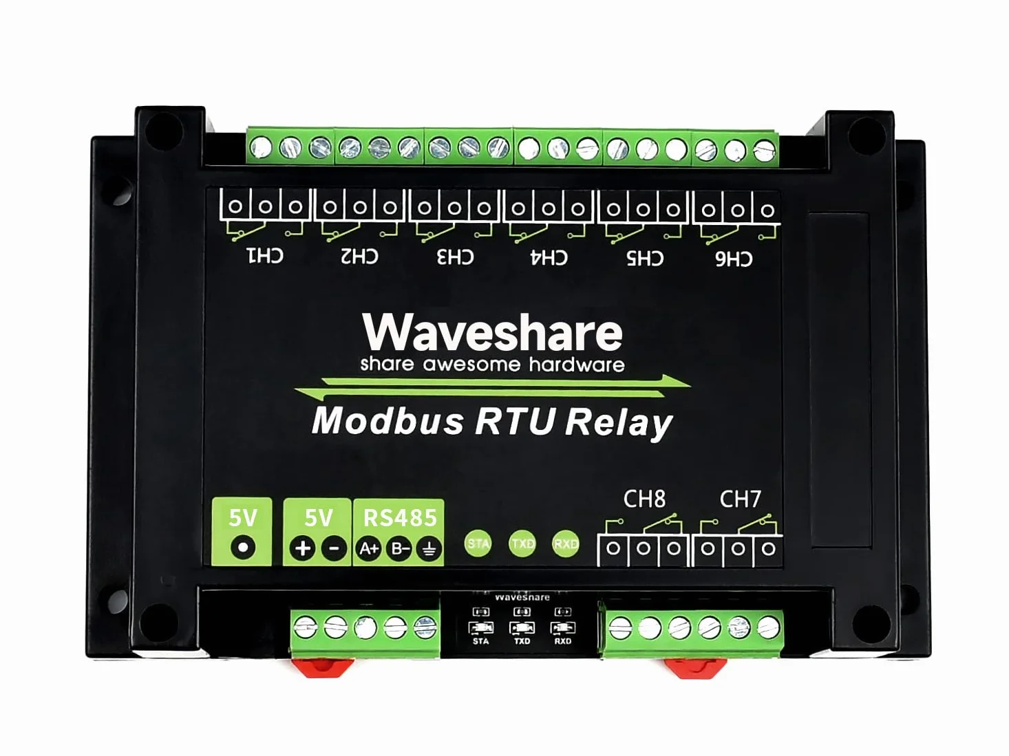 Waveshare Industrial Modbus RTU Relay Module 8-Ch RS485 Multi Isolation Protection