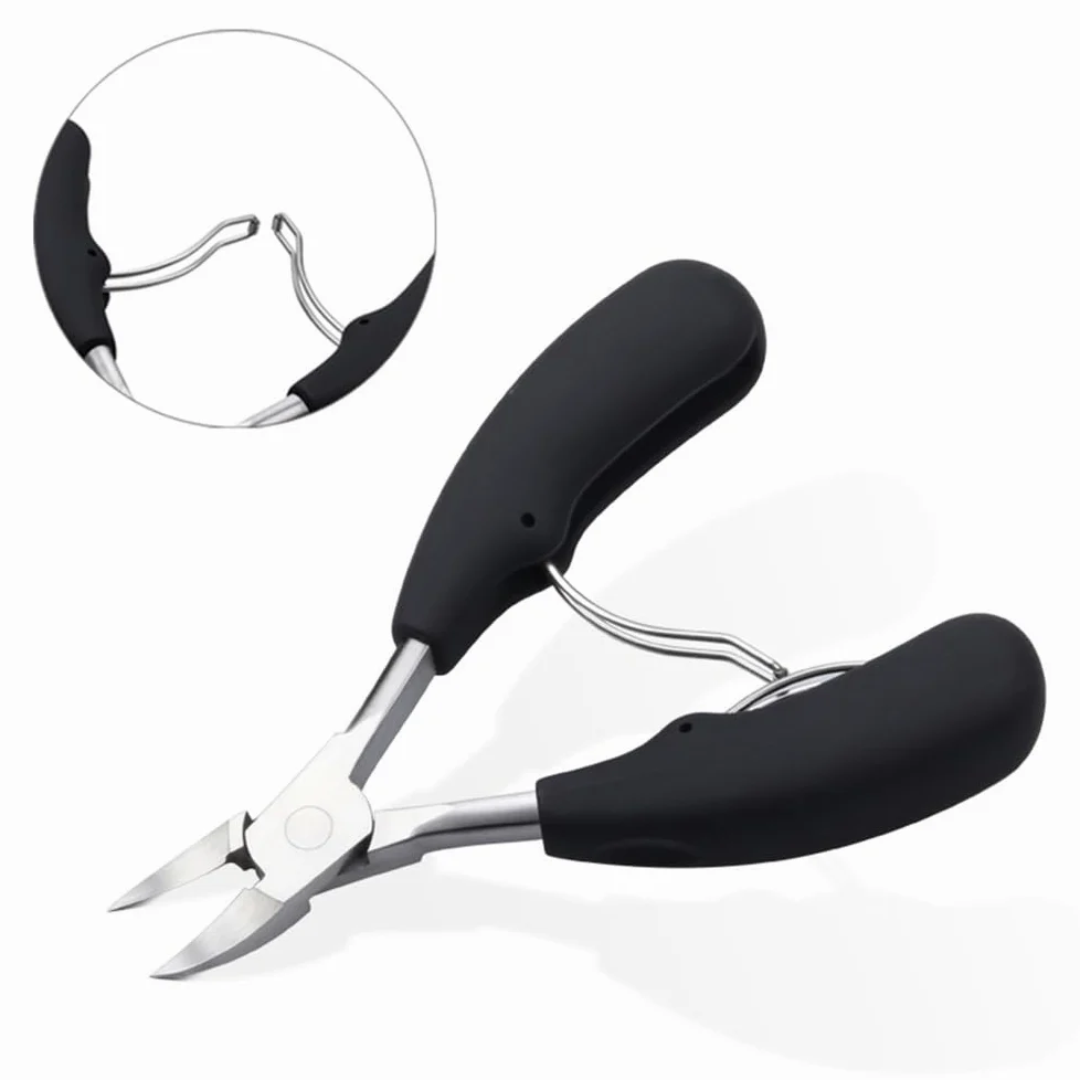 Tijeras profesionales para uñas Brainbow, tijeras para cutículas, cortaúñas curvo y afilado, herramienta para manicura y pedicura, color negro