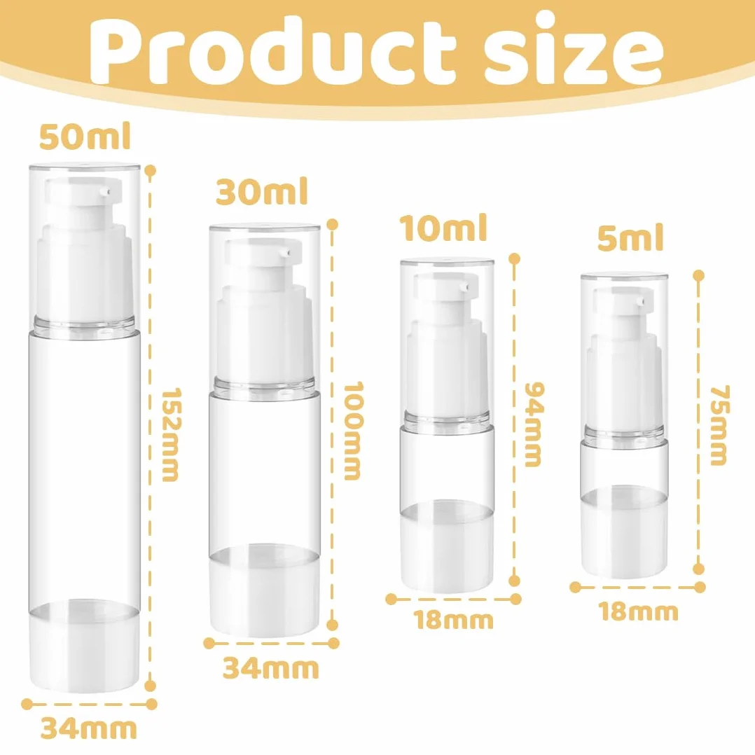 Dispensador de Crema portátil sin Aire 4 Unidades 5 ml 10 ml 30 ml 50 ml