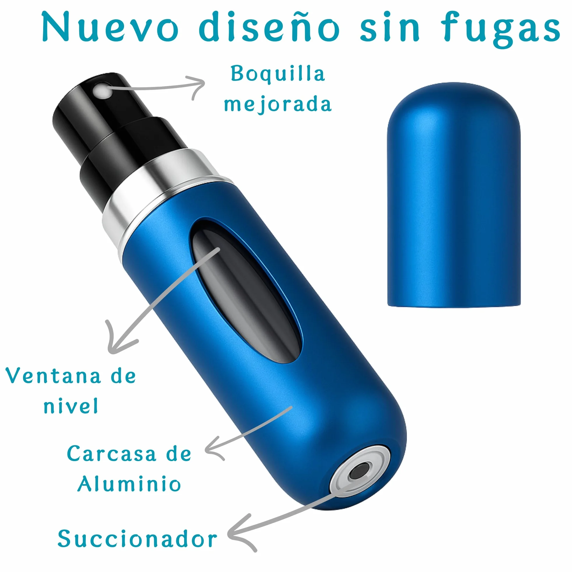 YUME 5ML Atomizador Perfume Recargable Mini Botella Rociadora Portátil Sin Fugas Azul
