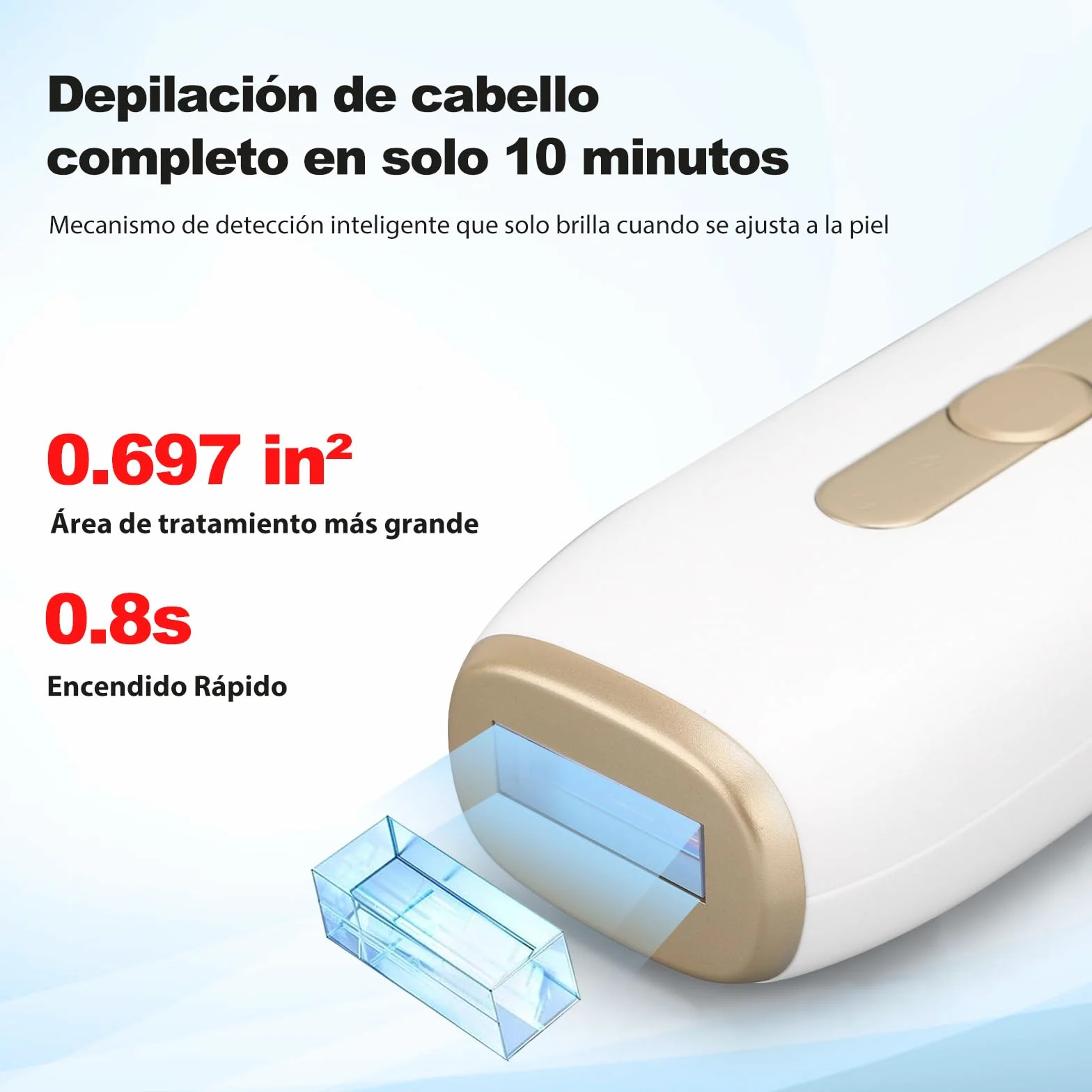 Depiladora Luz Pulsada IPL 1200 nm Refrigeración Zafiro 3 Modos 5 Velocidades Cuerpo y Rostro