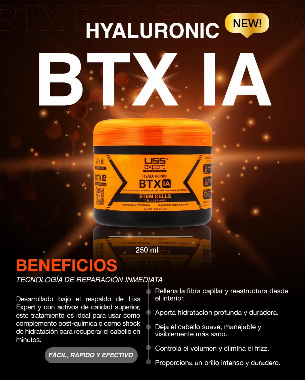 Liss Expert BTX IA Tratamiento Capilar con Ácido Hialurónico, Células Madre y Aceite de Argán