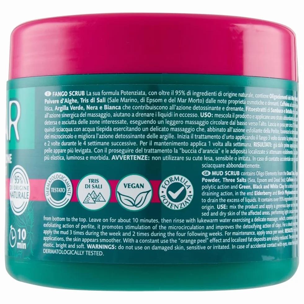 GEOMAR Barro Scrub 2 en 1 Acción Reductora y Alisante Celulitis, 95% Origen Natural, Sales Marinas, 600 g