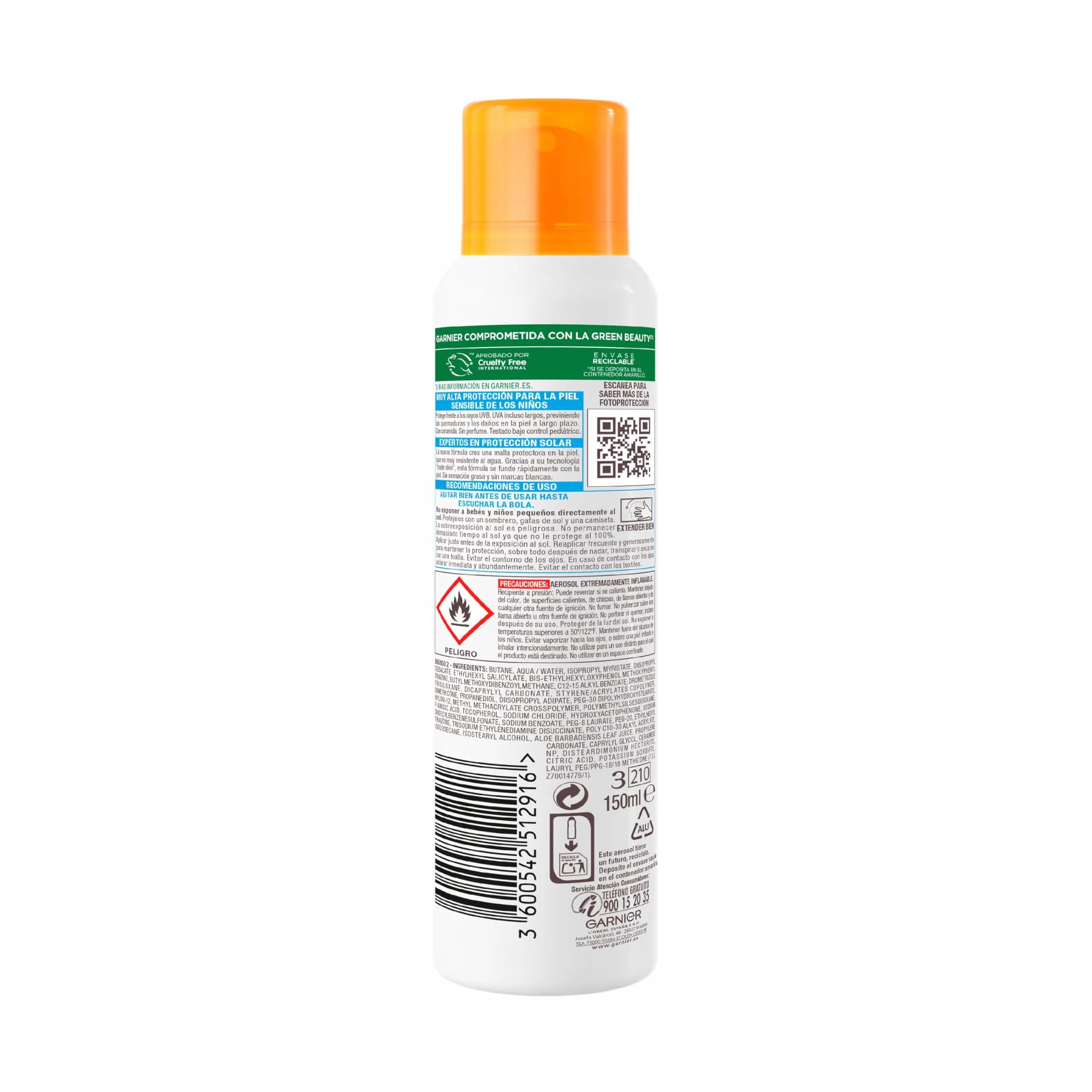GARNIER DELIAL Niños Sensitive Advanced Spray Protector Solar Anti-Arena IP50+ 150 ml
