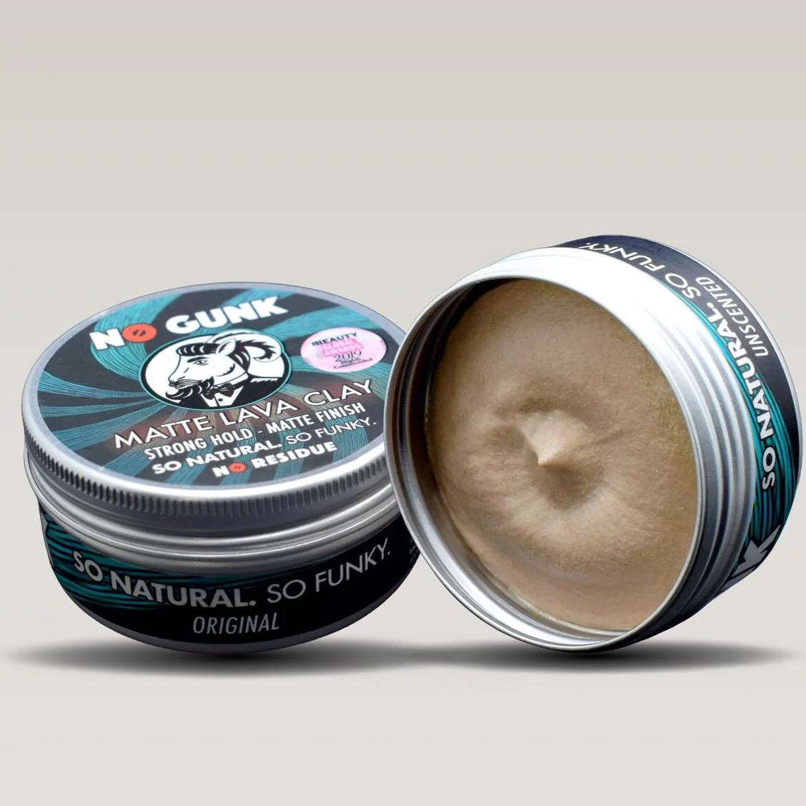 NO GUNK Arcilla Pasta Cera de Peinado Mate 100% Natural Orgánica Fijación Fuerte 50g