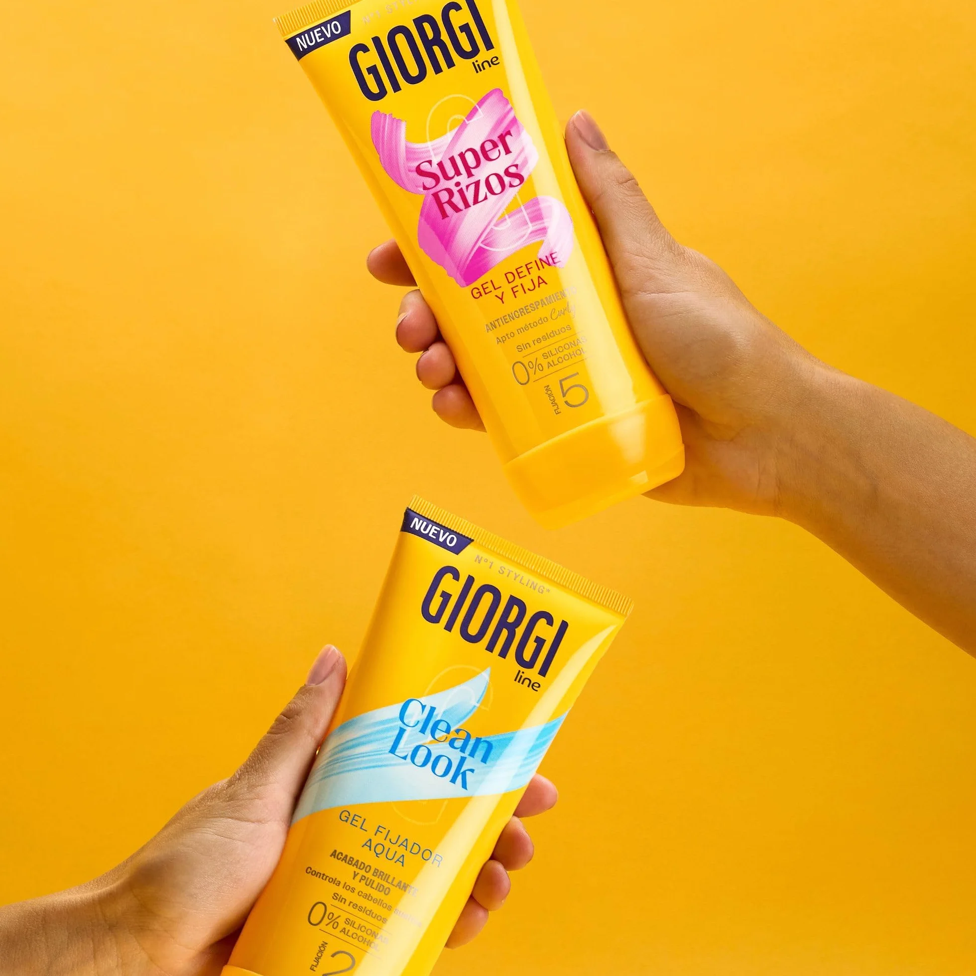 Giorgi Line Gomina Super Rizos Gel Definidor con Aloe Vera 170 ml, Control de Frizz para Cabello Rizado y Ondulado, Fijación 5, Sin Siliconas ni Alcohol