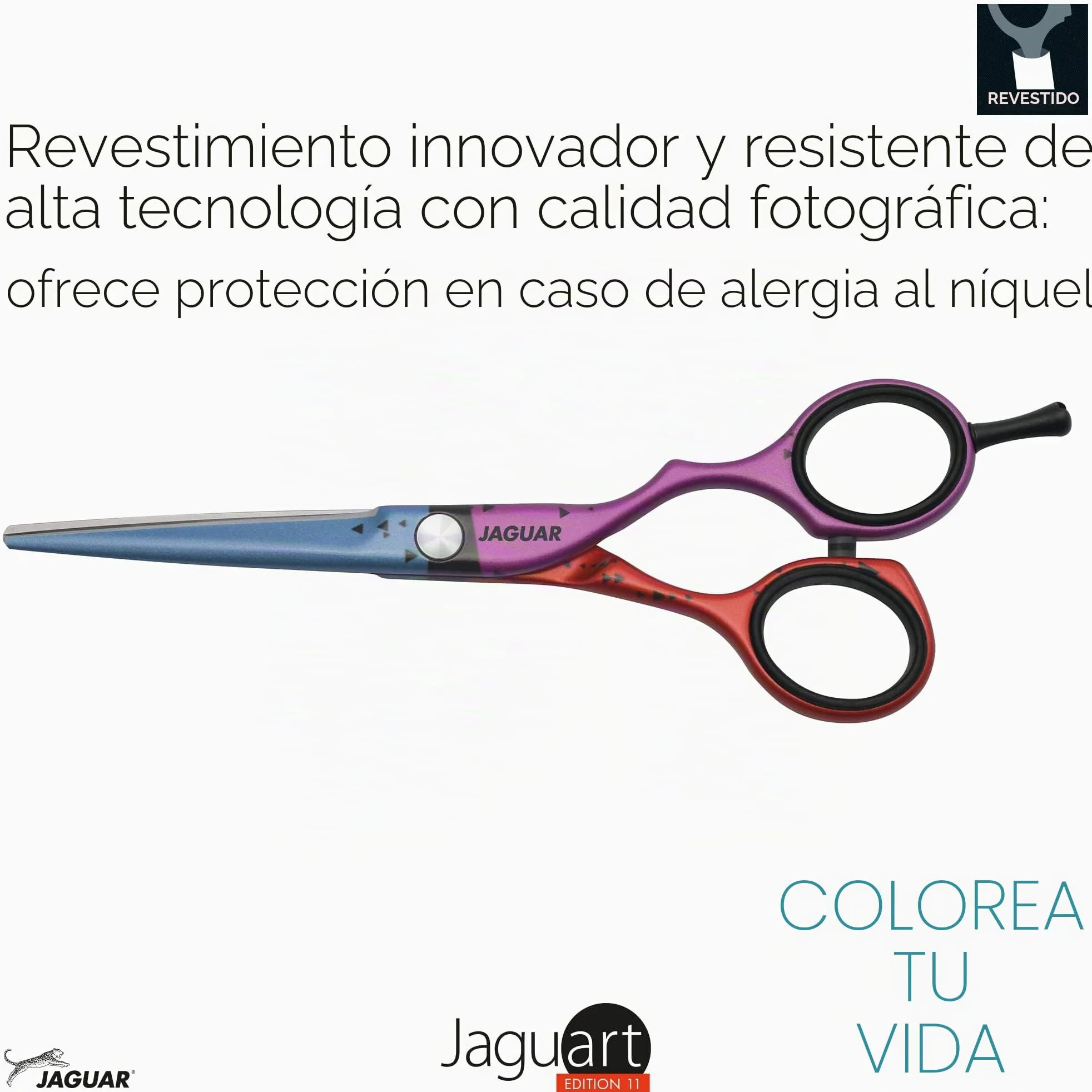 JAGUAR Jaguart Focus on 5.5" | Tijeras de peluquería con diseño offset | Revestimiento hipoalergénico y resistente de alta tecnología en calidad fotográfica | Fabricado en Alemania
