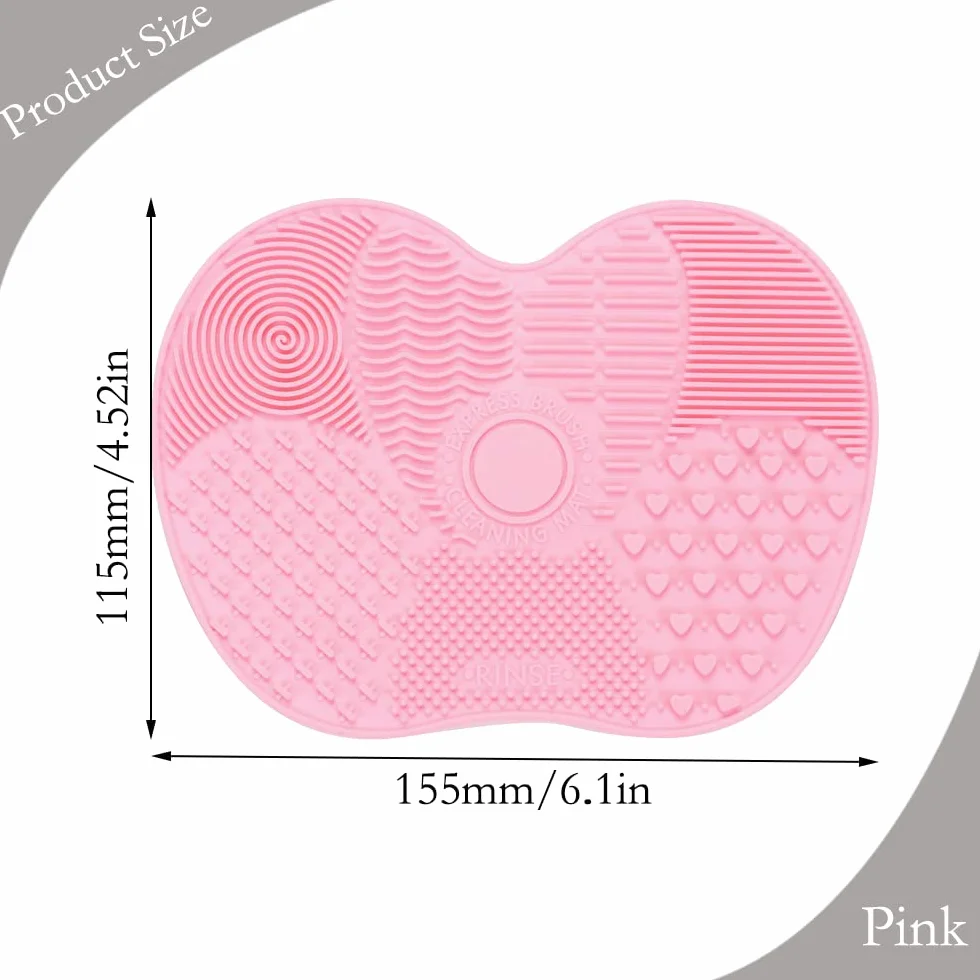 Almohadilla limpiadora de Brochas Cosméticas de Silicona Portátil, Estera de Limpieza (Rosa)